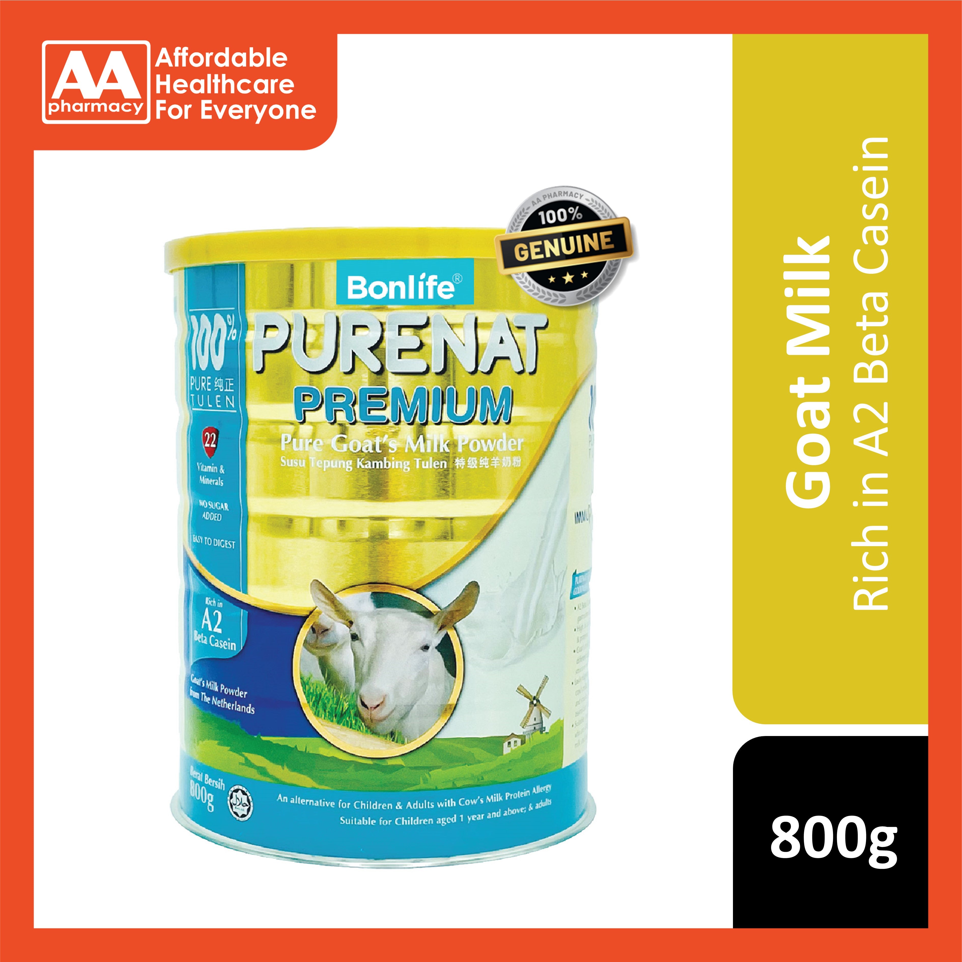 Bonlife Purenat Premium Pure Goat's Milk Powder 800g