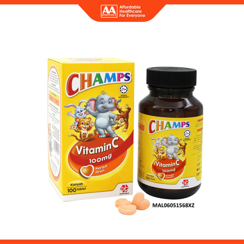Champs Vitamin C 100mg Chewable Tablet 100's (Orange Flavour)