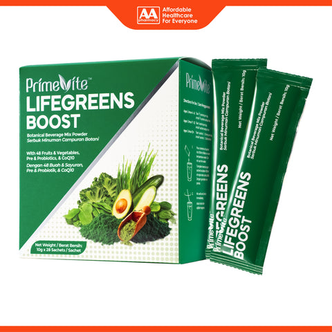 PrimeVite Lifegreens Boost Botanical Beverage Mix Powder 10gx28's