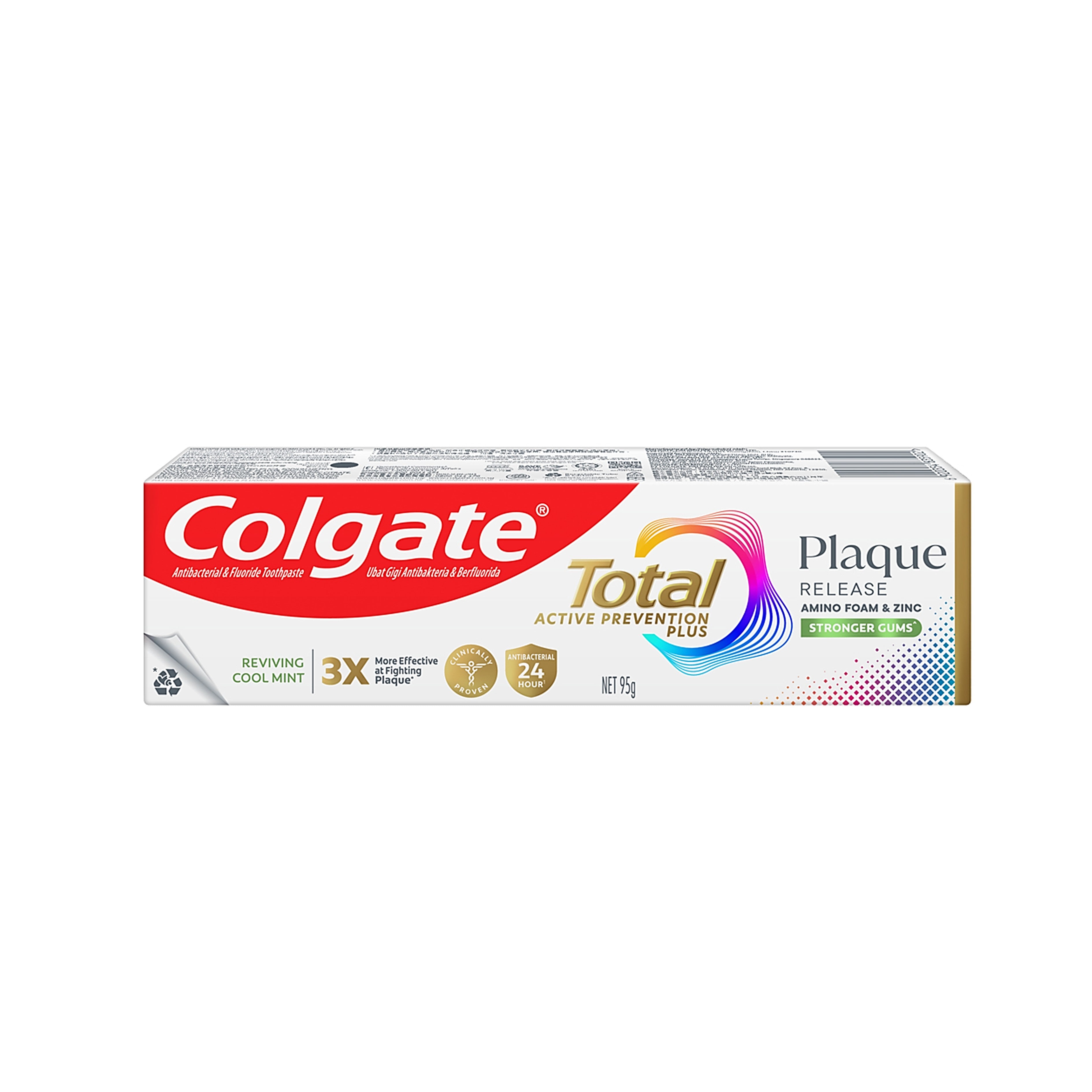 Colgate Total Active Prevention Plus Plaque Release Toothpaste - Reviving Cool Mint (95g)