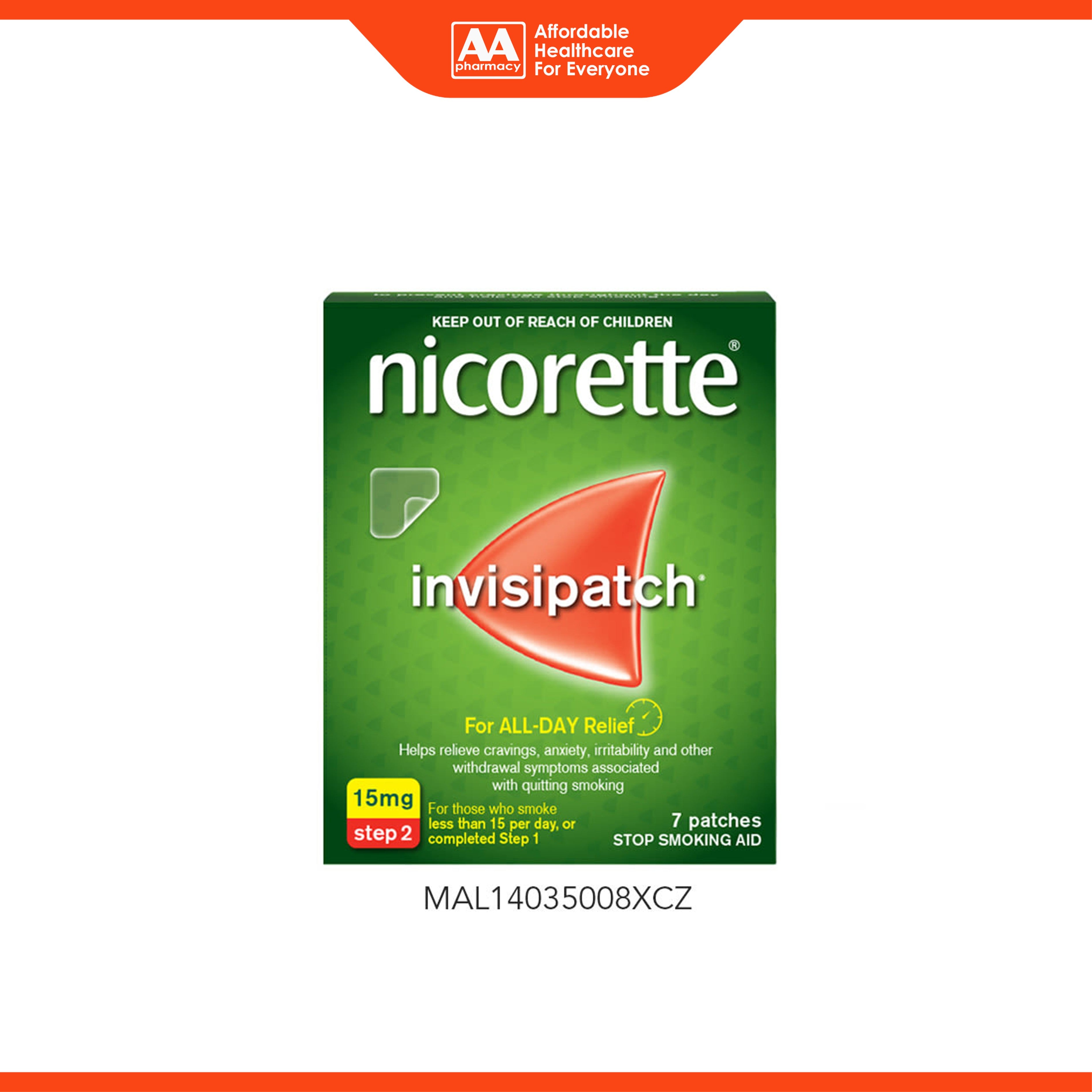 Nicorette Invisi Transdermal Patch 15mg/16hr - Step 2 (7's)