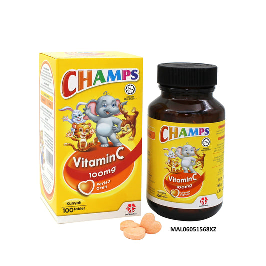 Champs Vitamin C 100mg Chewable Tablet 100's (Orange Flavour)