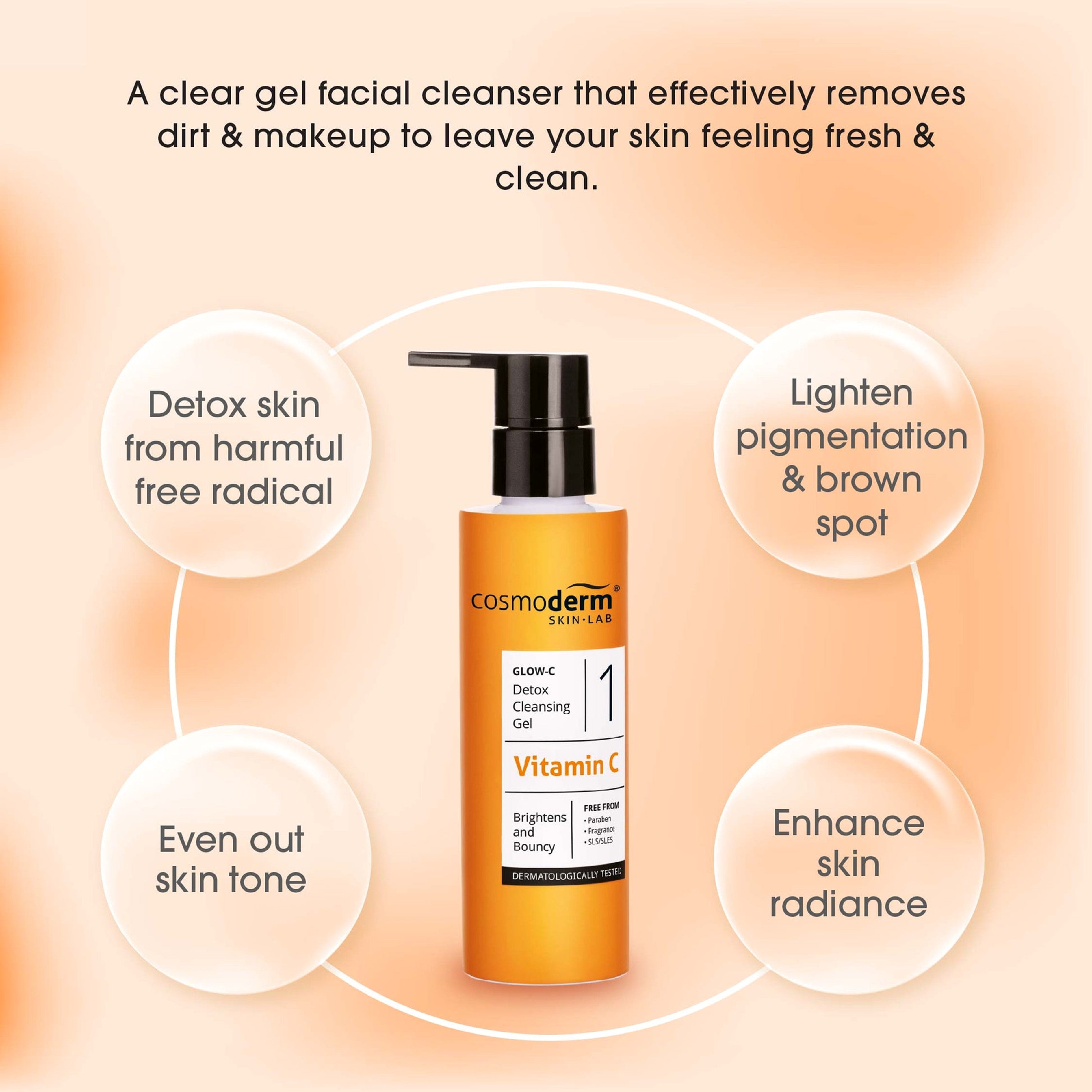 Cosmoderm Glow-C Detox Cleansing Gel (120ml)