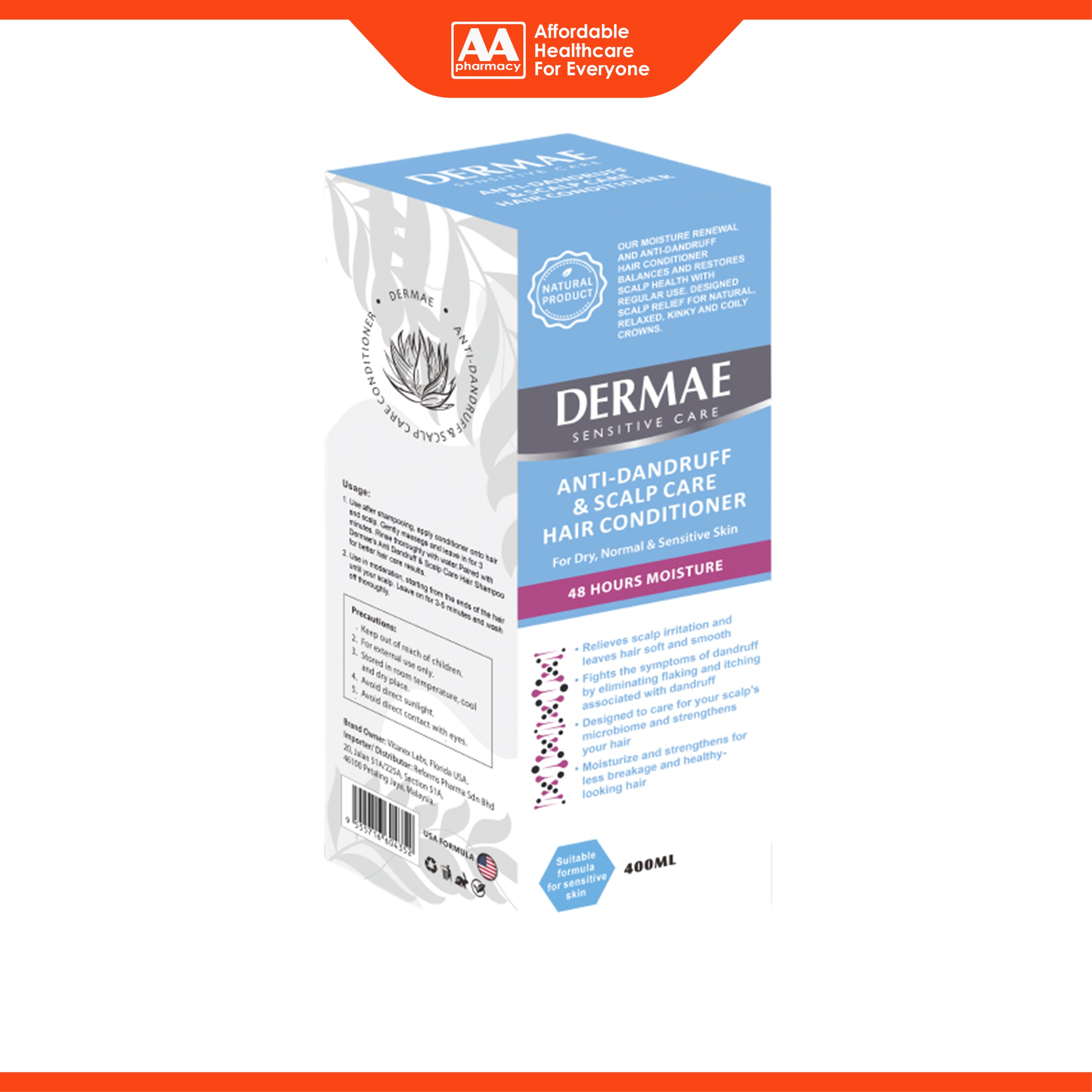 Dermae Anti-Dandruff and Scalp Care Hair Conditioner (400ml)