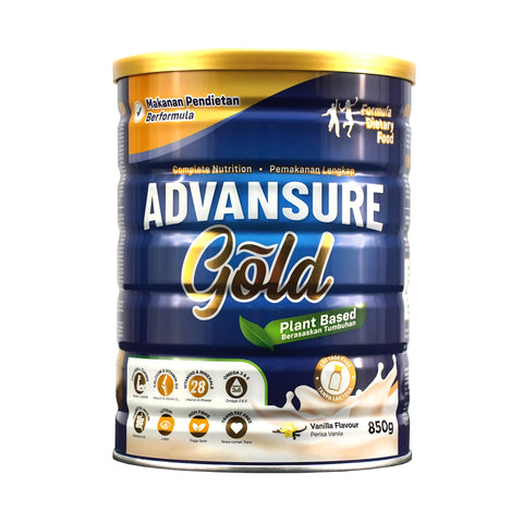 Advansure Gold Plant Based Complete Nutrition Formula Dietary Food 850g (Vanilla Flavour)