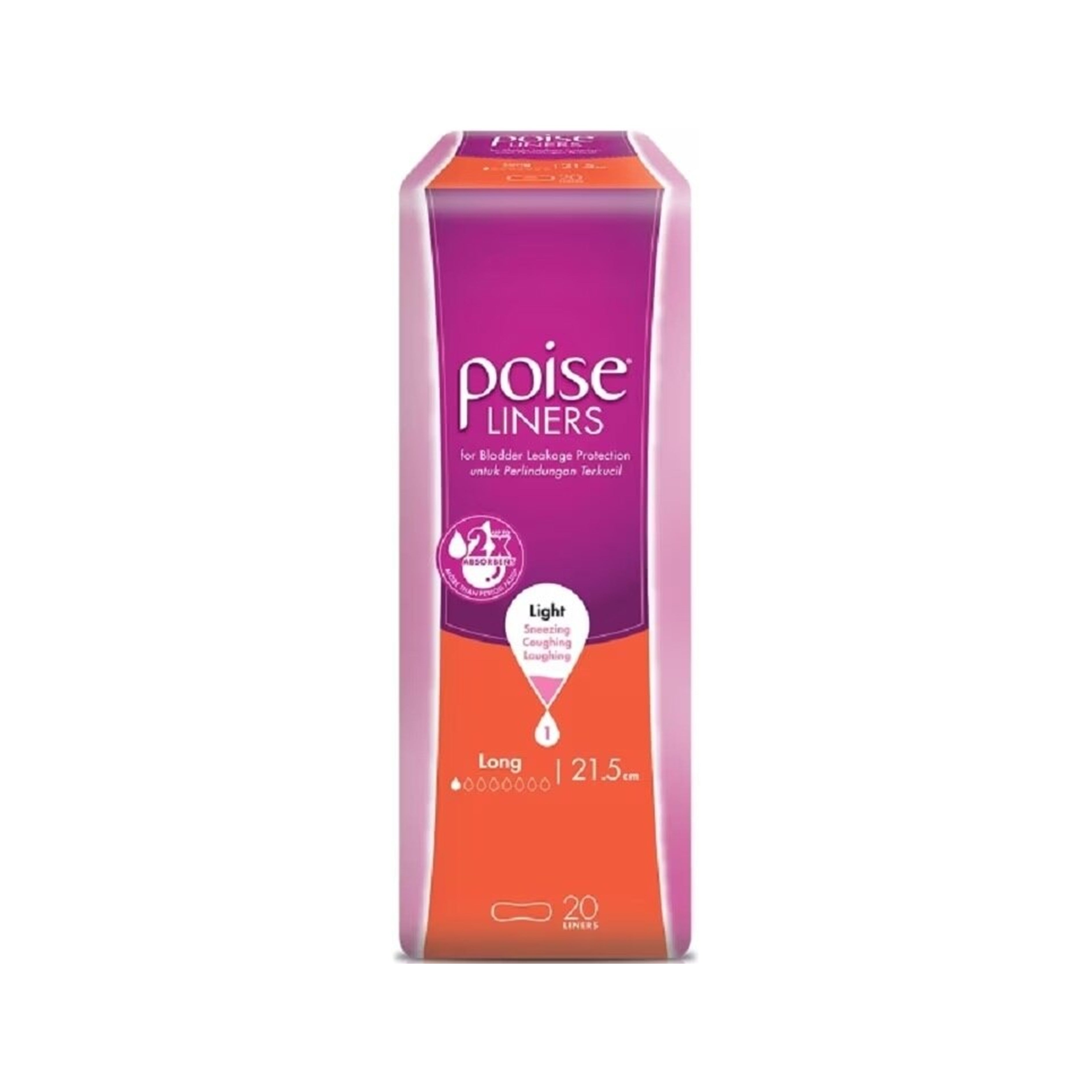 Poise Liners - Long 21.5cm, Light (20's)