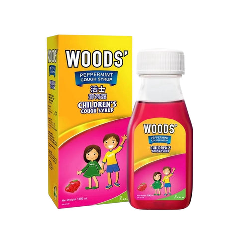 Woods' Peppermint Children's Cough Syrup 100mL (Strawberry Flavour)