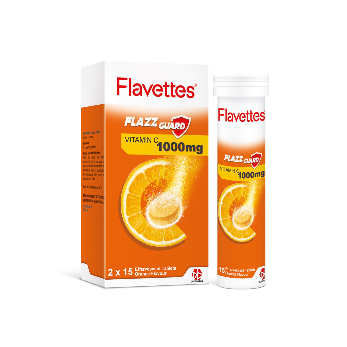 Flavettes Flazz Guard (Vitamin C 1000mg) Effervescent Tablet (2 x 15's) - Orange Flavour