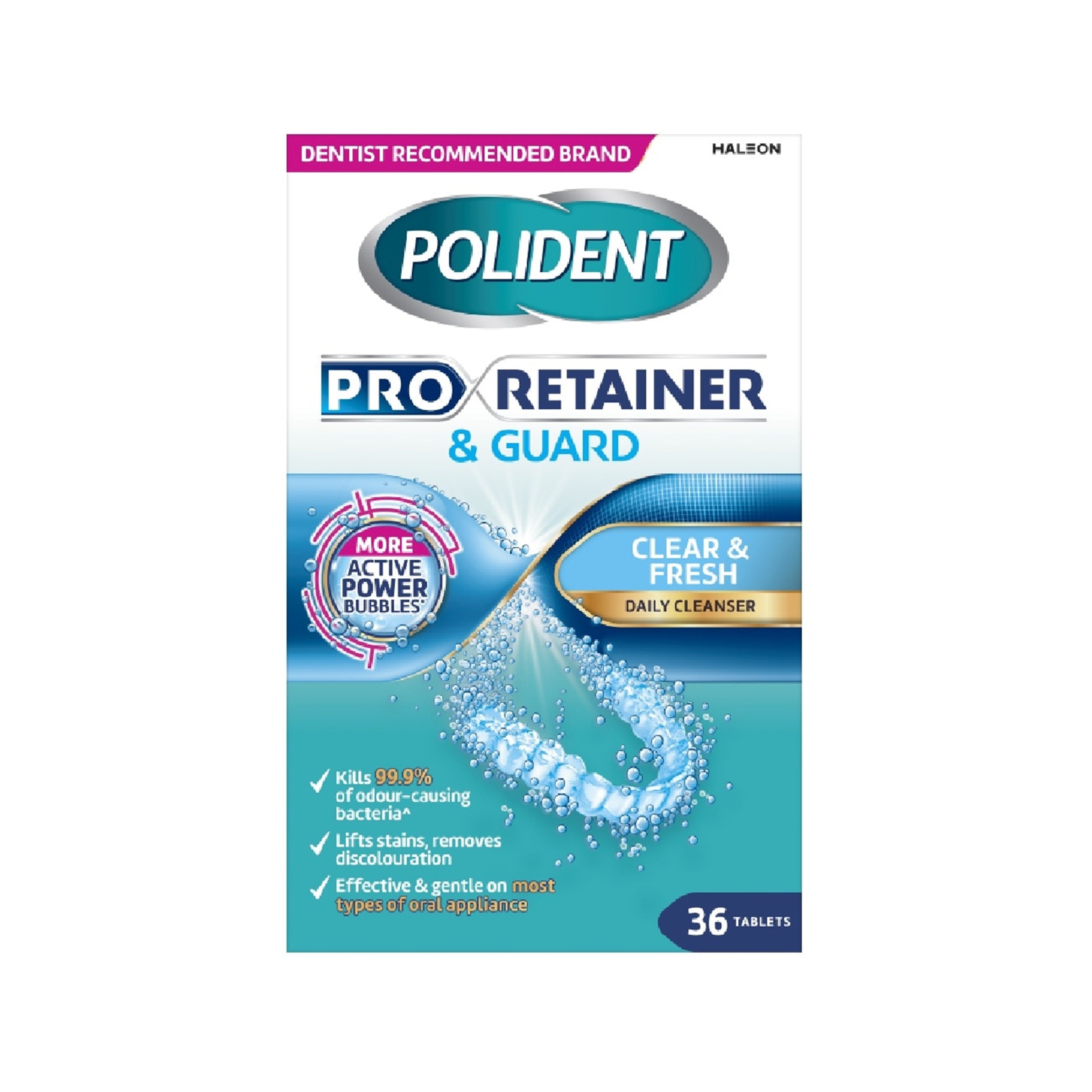 Polident Pro Retainer and Guard Clear and Fresh Daily Cleanser Tablet (36's)