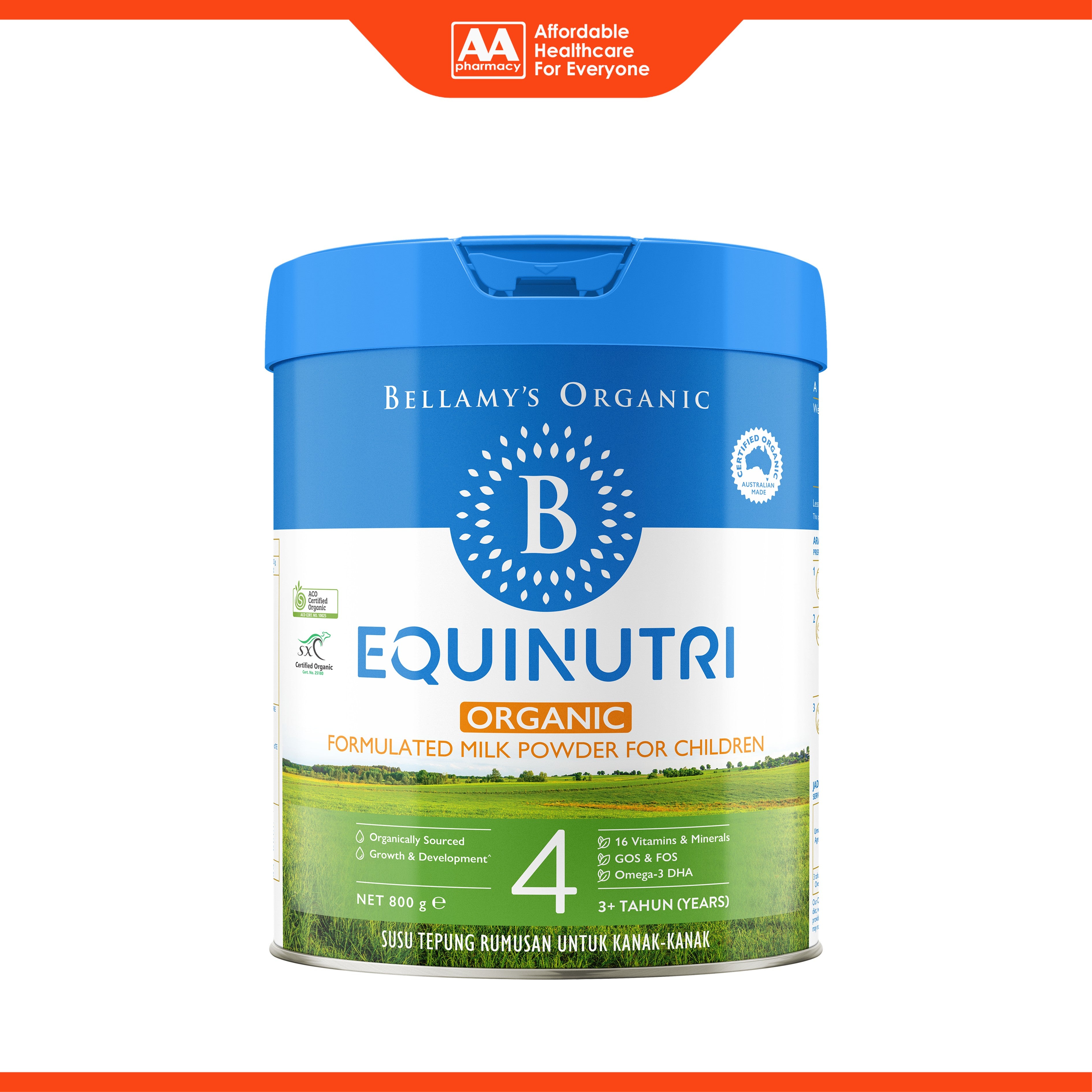Bellamy's Organic Equinutri Step 4 Formulated Milk Powder for Children 3+ Years (800g)