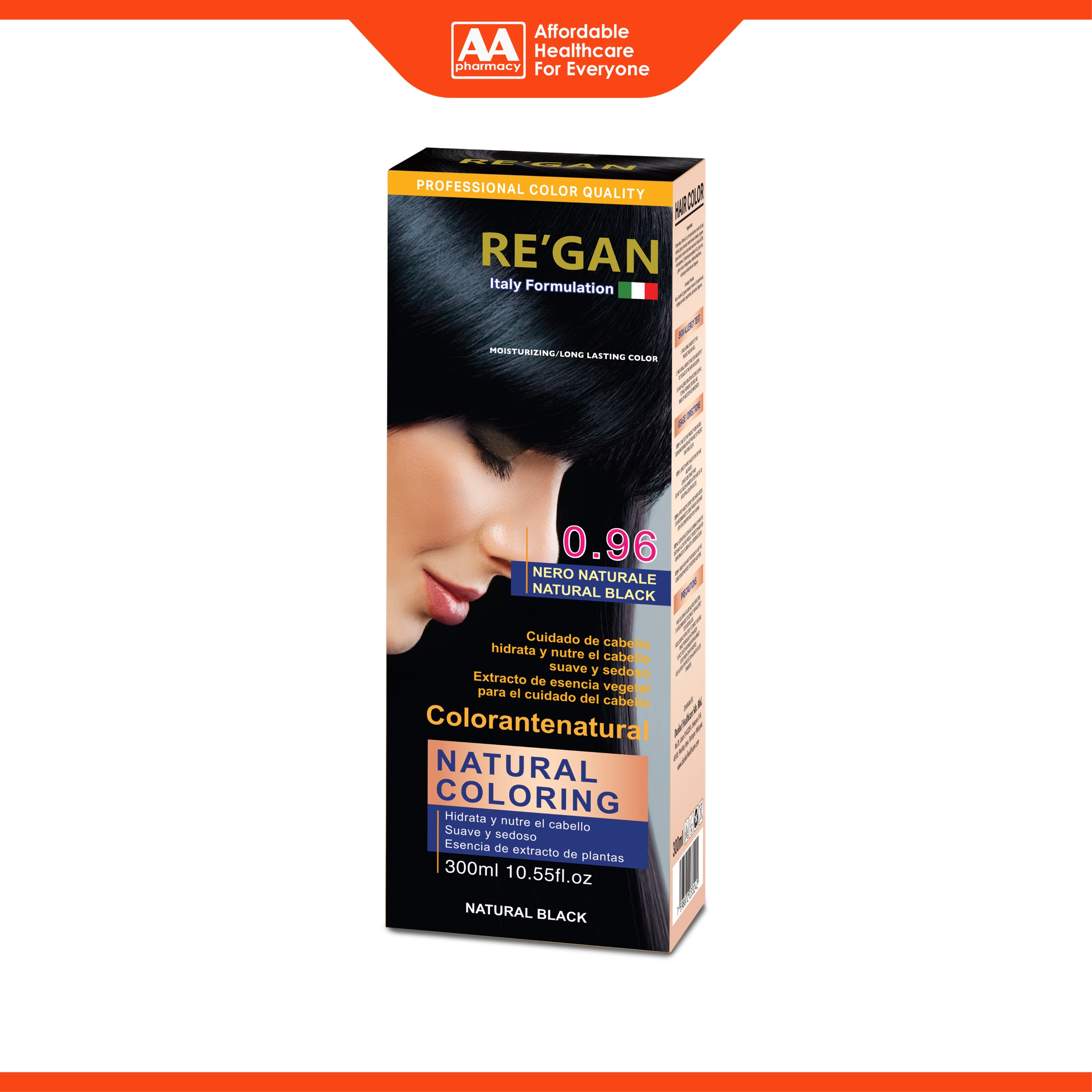 Re'gan Natural Hair Colouring - 0.96 Natural Black (300ml)