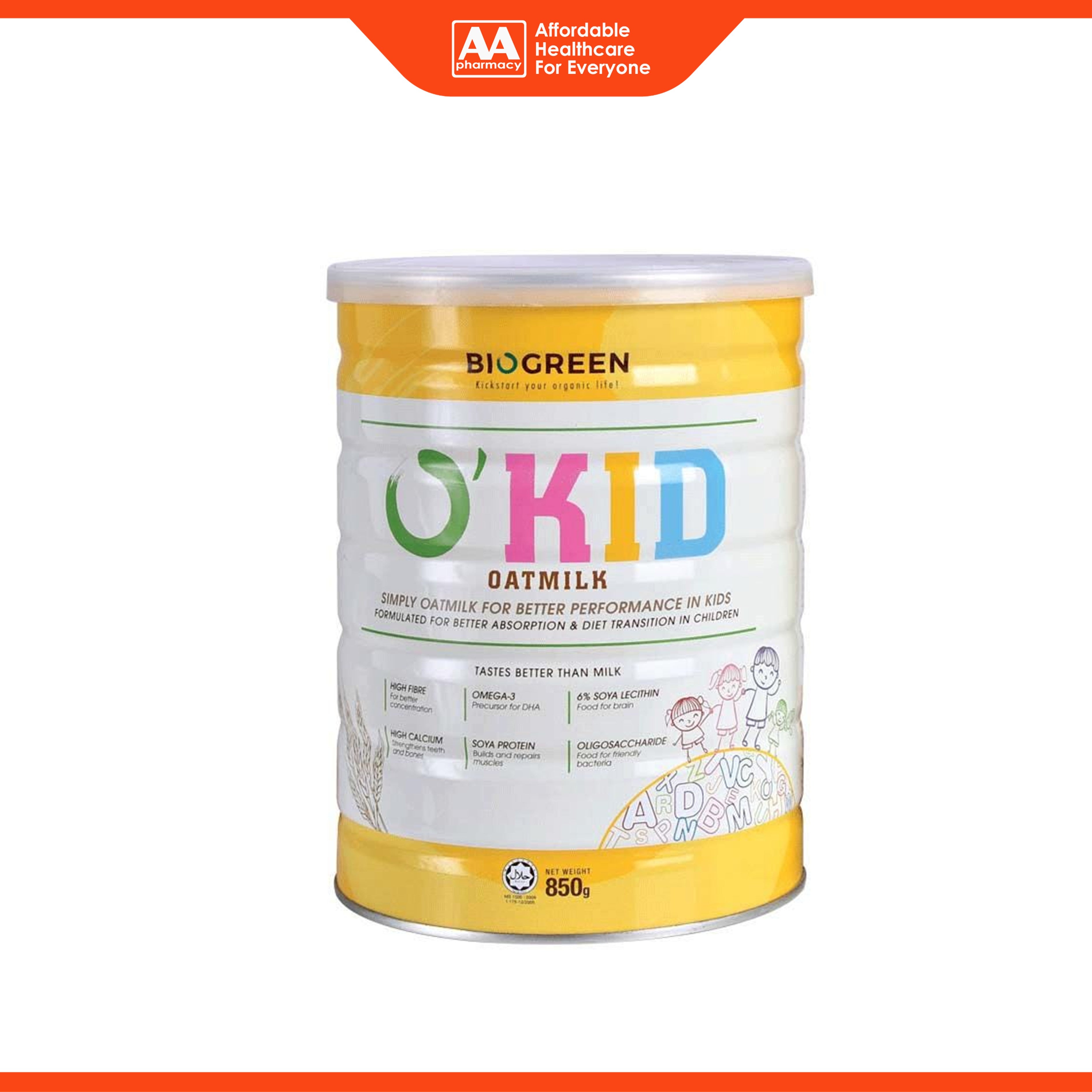Biogreen O'Kid Oatmilk 850g (For Children 1 Year and Above)