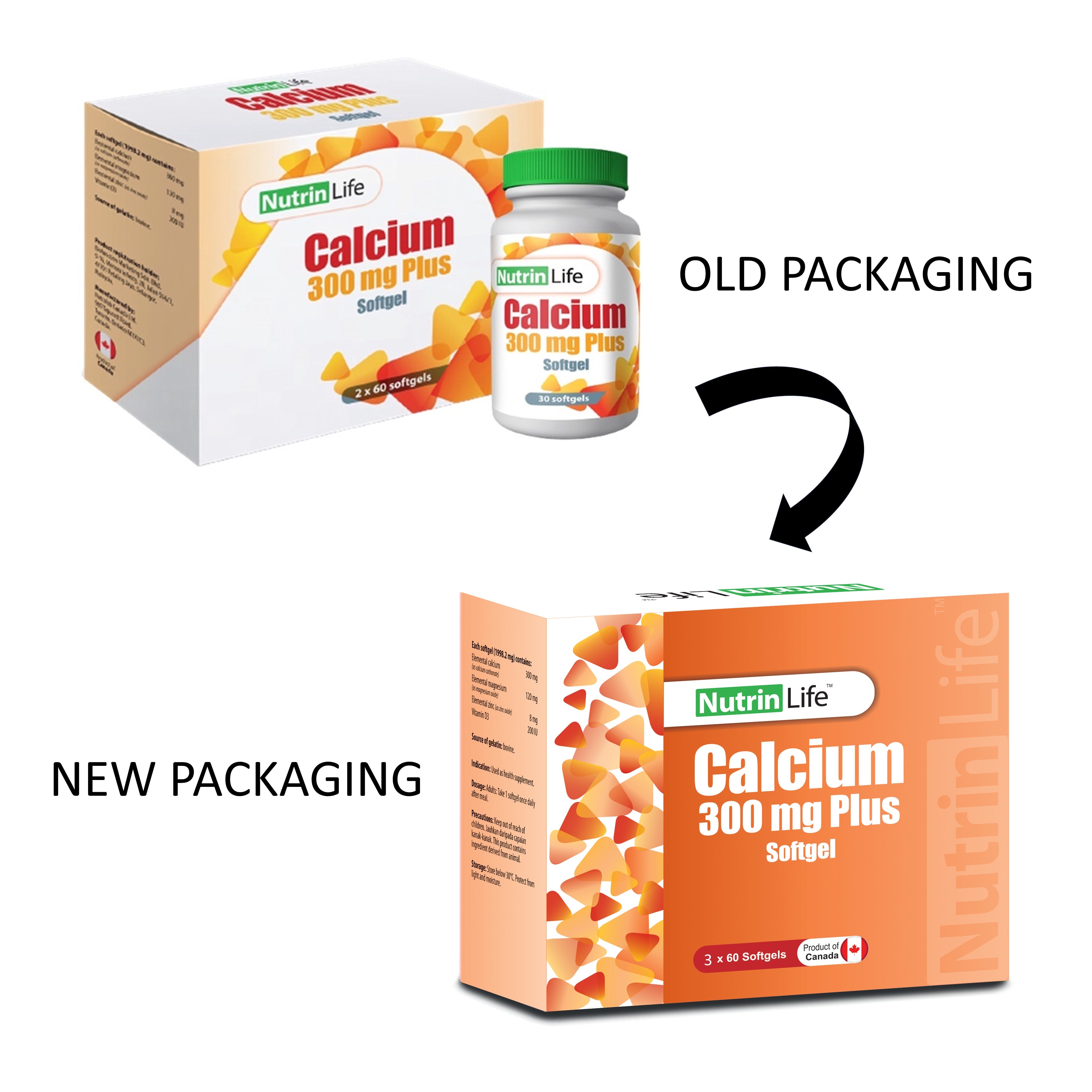 NutrinLife Calcium 300mg Plus Softgel 3x60's