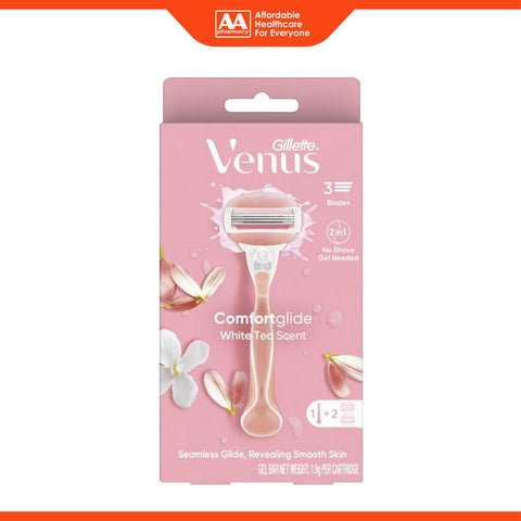 Gillette Venus Comfortglide Razor with Gel Bar (1 Handle, 2 Cartridges)