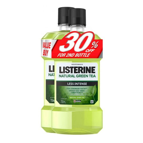 Listerine Mouthwash - Natural Green Tea (Less Intense/Mild Taste) 750mLx2's [Twinpack]