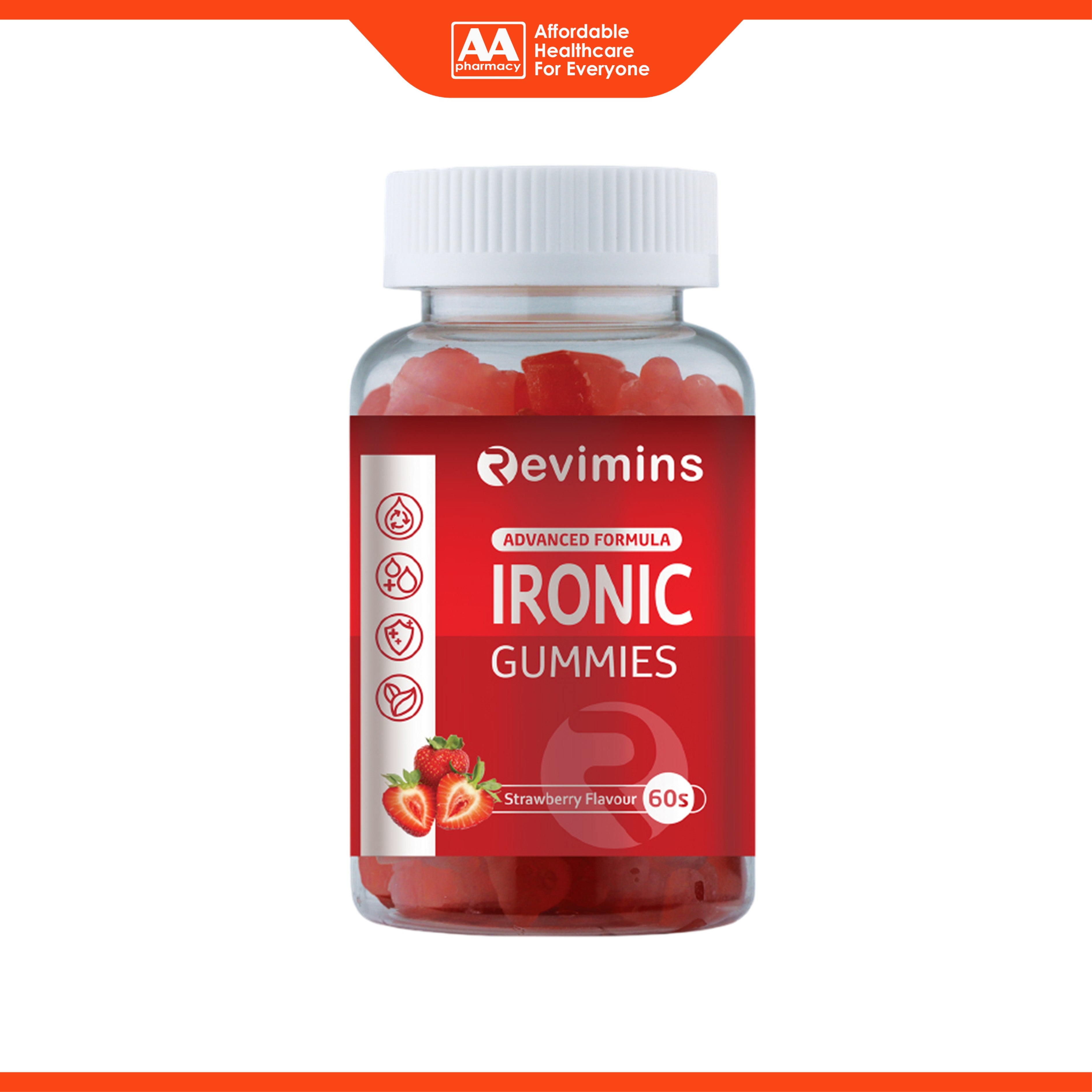 Revimins Ironic Gummies 60's (Strawberry Flavour) - Iron Supplementation