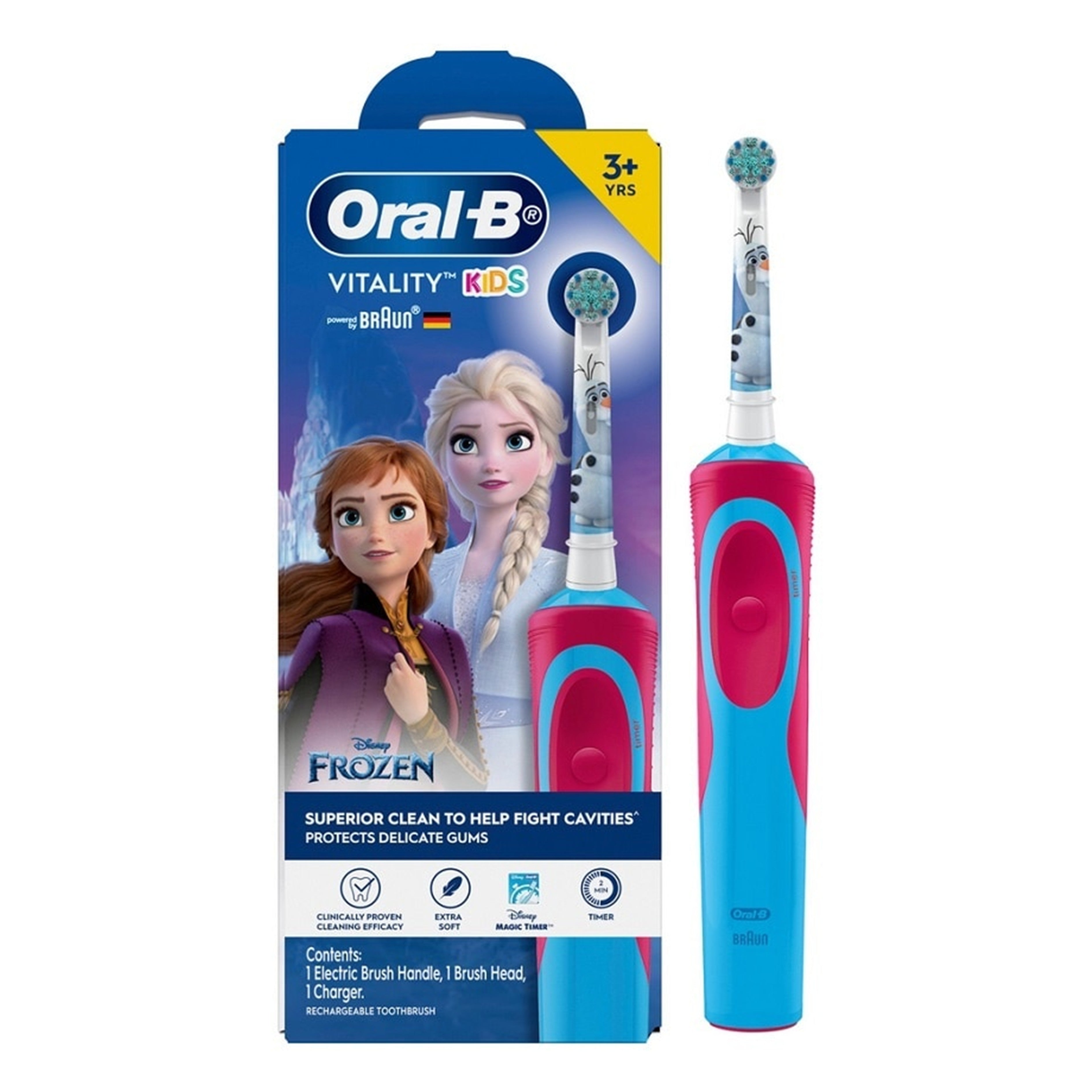 Oral-B Vitality Kids (Disney Frozen) Rechargeable Toothbrush (1 Handle, 1 Brush Head, 1 Charger) [For Children 3+ Years]