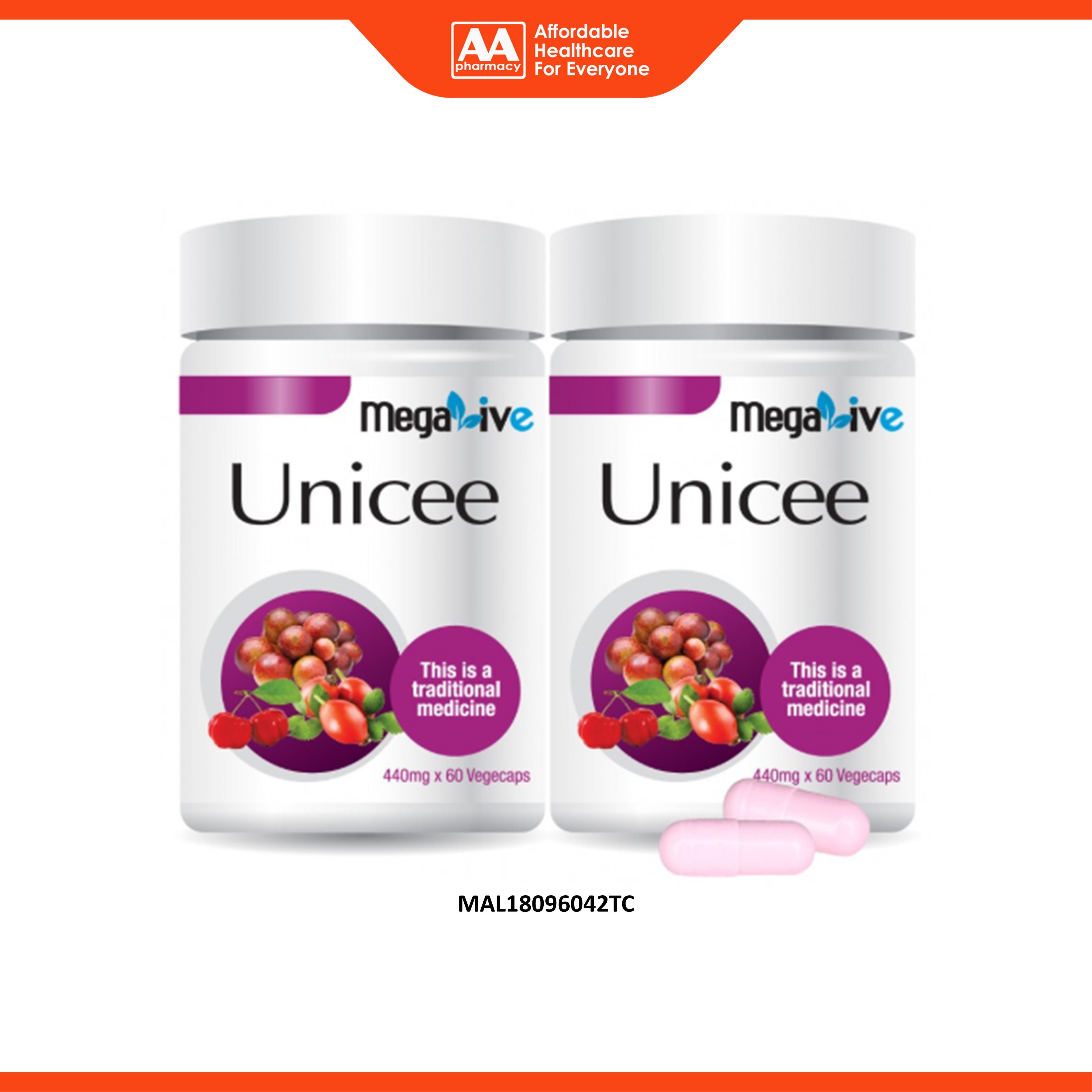 MegaLive Unicee 440mg Vegecapsule 2x60's