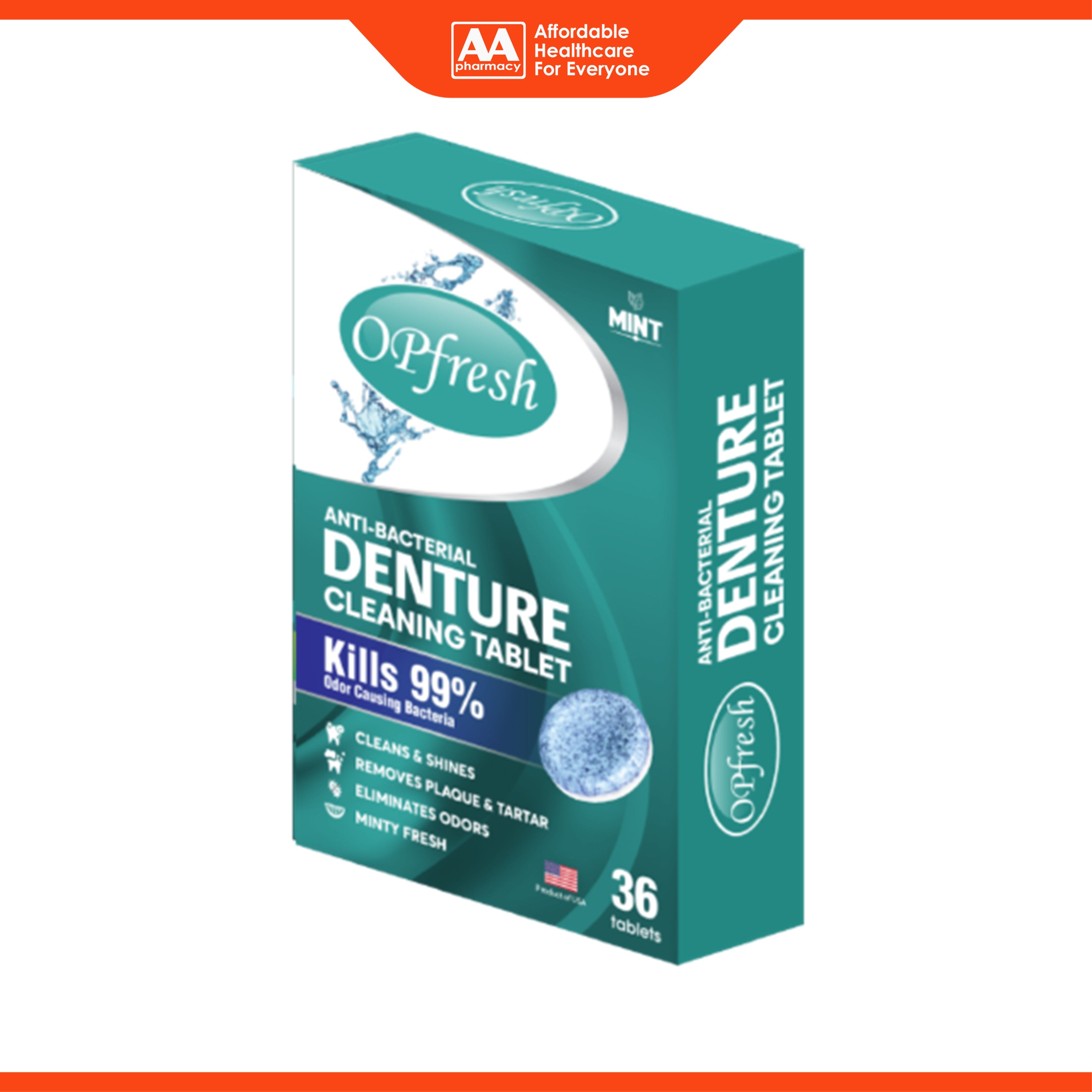 OPfresh Denture Cleaning Tablet 36's (Anti-Bacterial)