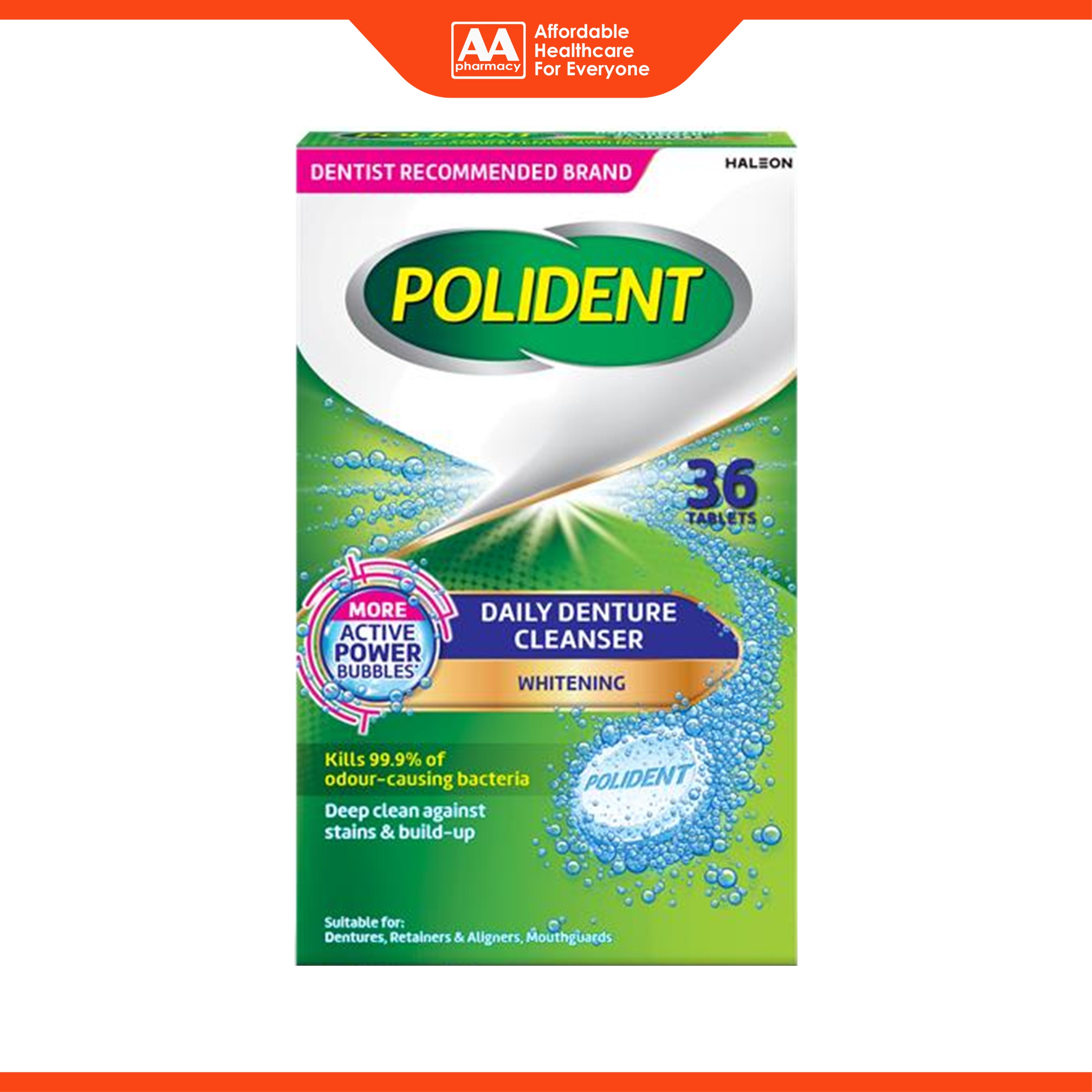 Polident Daily Denture Cleanser (Whitening) Tablet 36's