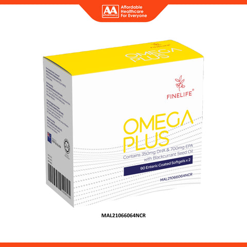 Finelife Omega Plus (350mg DHA + 700mg EPA with Blackcurrant Seed Oil) Enteric Coated Softgel 2x90's