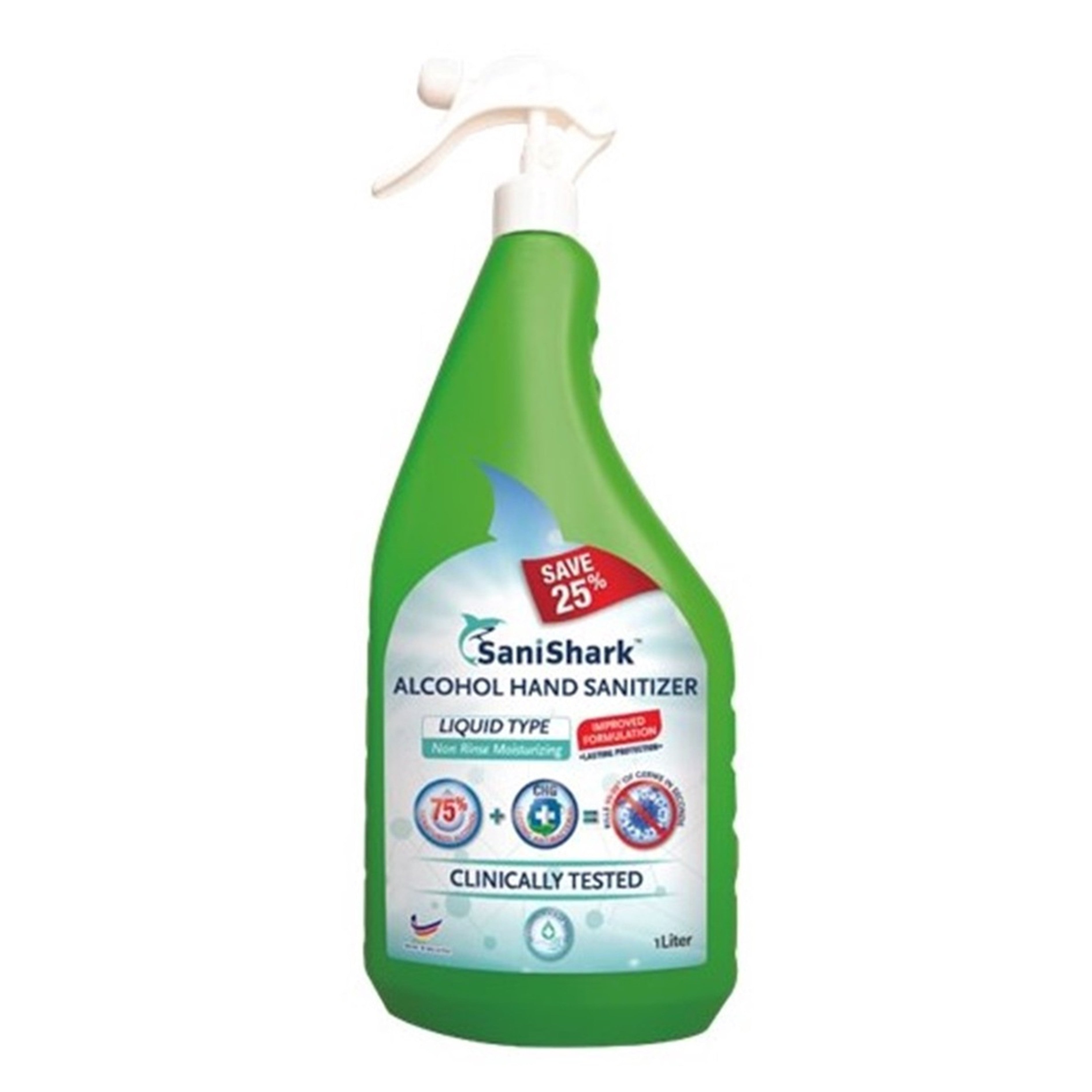 Sani Shark 75% Alcohol Hand Sanitizer (Liquid Type) Spray 1L