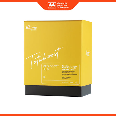 Biome Totaboost Metaboost Plus (Botanical Beverage Mix Coffee Powder with Plant Sterol) Sachet 15gx15's (Black Coffee Flavour)