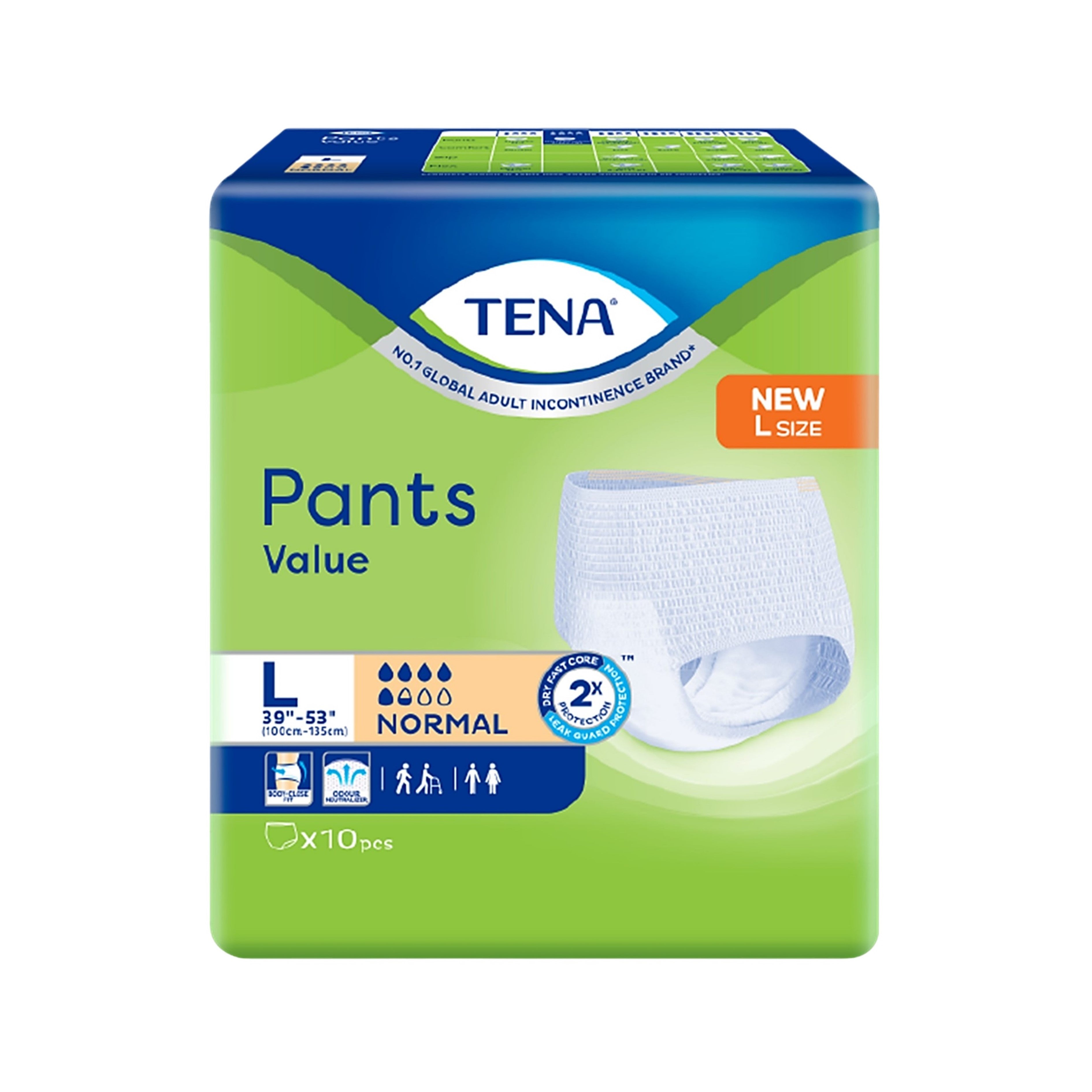Tena Value Adult Pants Size L 10's (100-135cm / 39–53 inches)