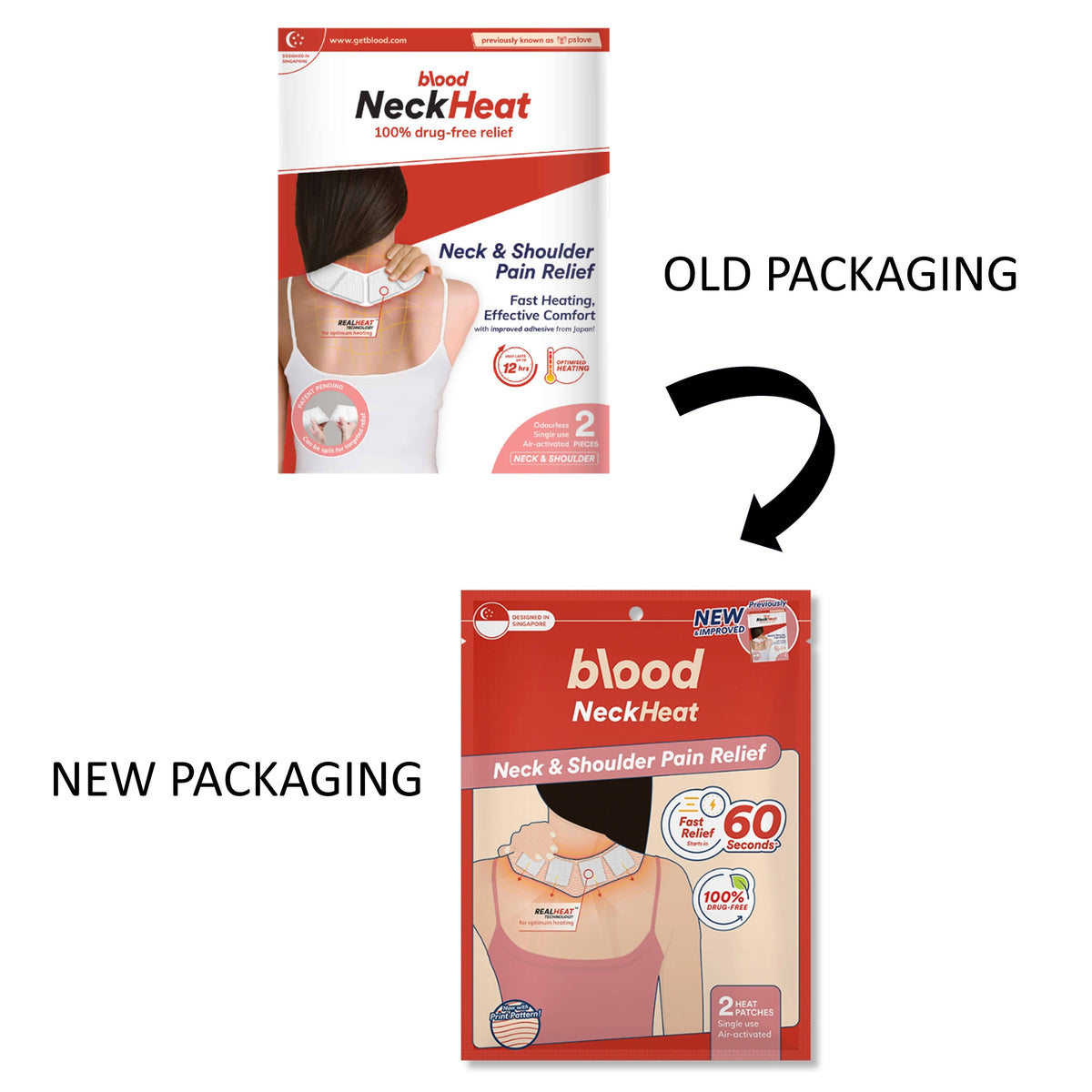 Blood NeckHeat Patch (2's) - Neck and Shoulder Pain Relief