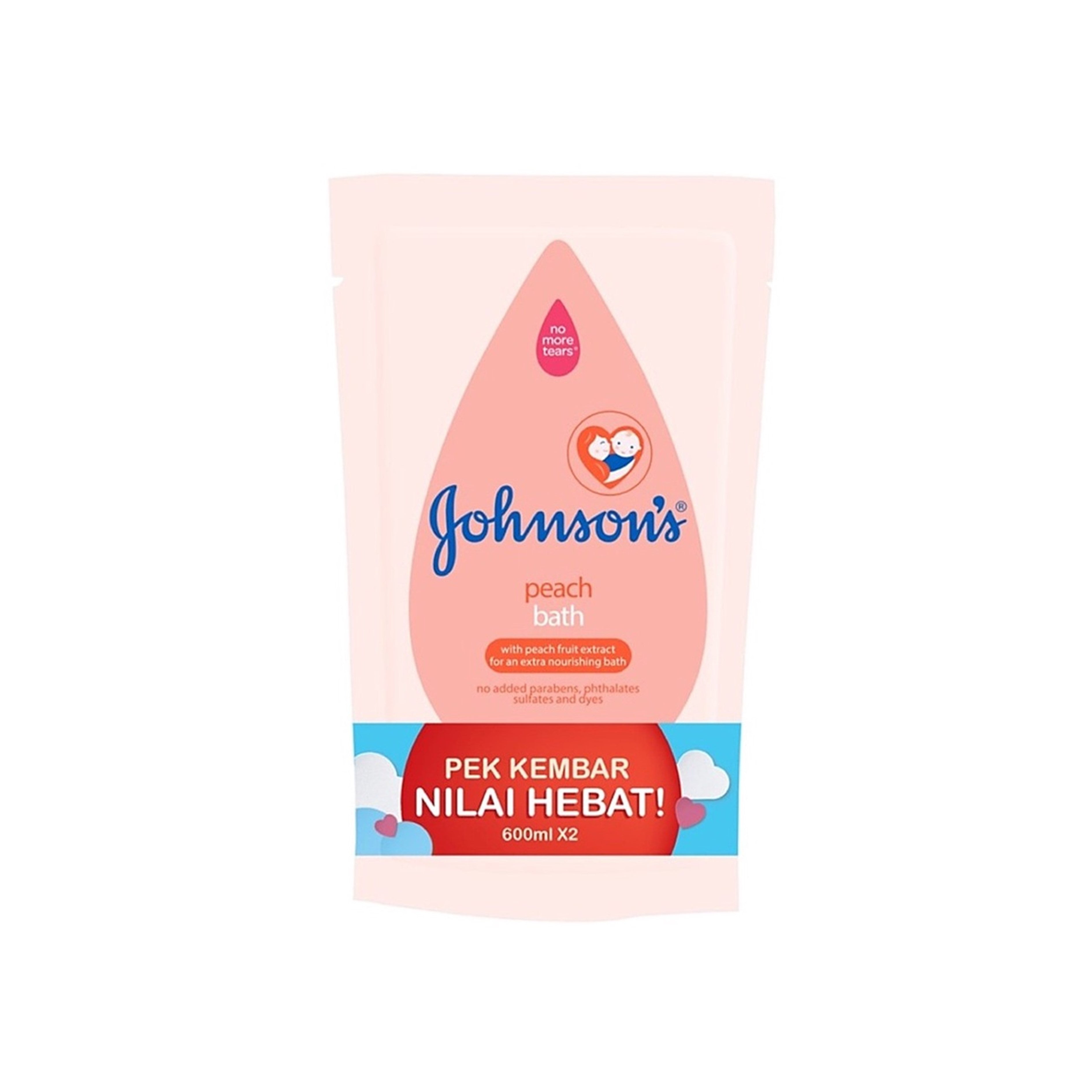 Johnson's Peach Bath (Refill) 600mLx2's [Twinpack]
