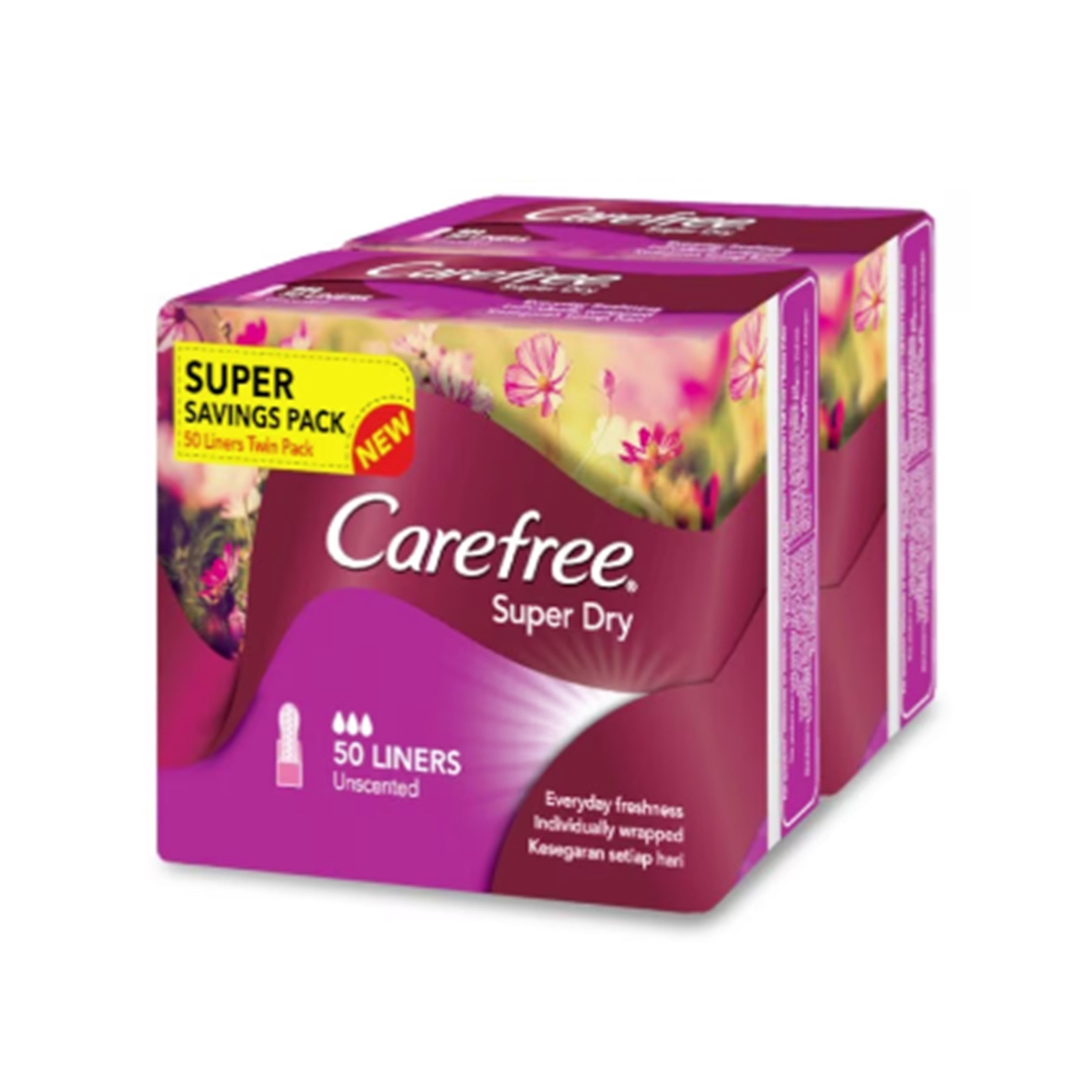 Carefree Liners (Super Dry, Unscented, 156mm) 2x50's