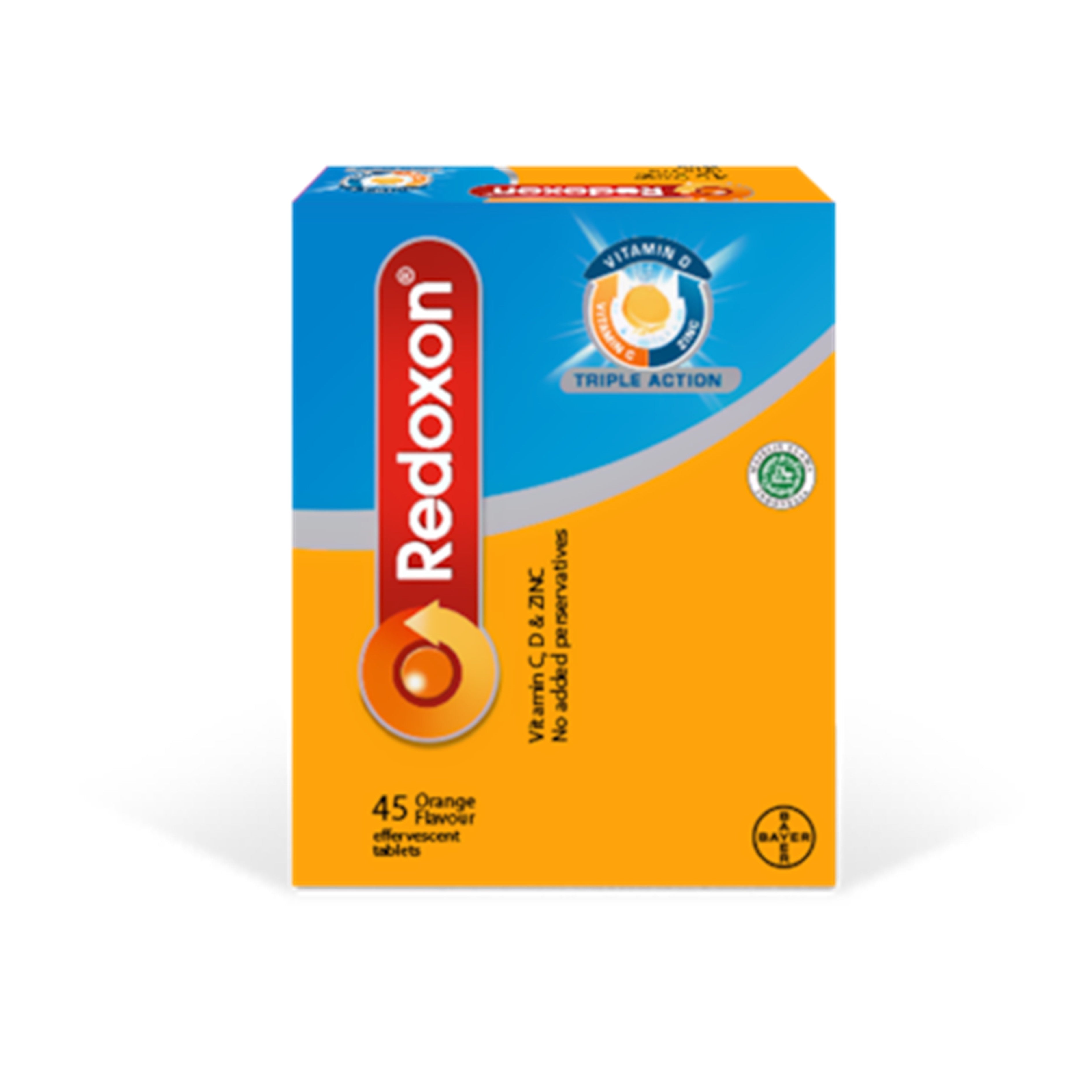 Redoxon Triple Action (Vitamins C, D and Zinc) Effervescent Tablet 3x15’s (Orange Flavour)
