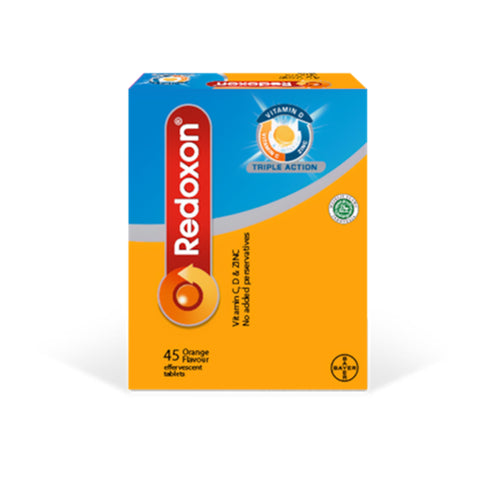 Redoxon Triple Action (Vitamins C, D and Zinc) Effervescent Tablet 3x15’s (Orange Flavour)