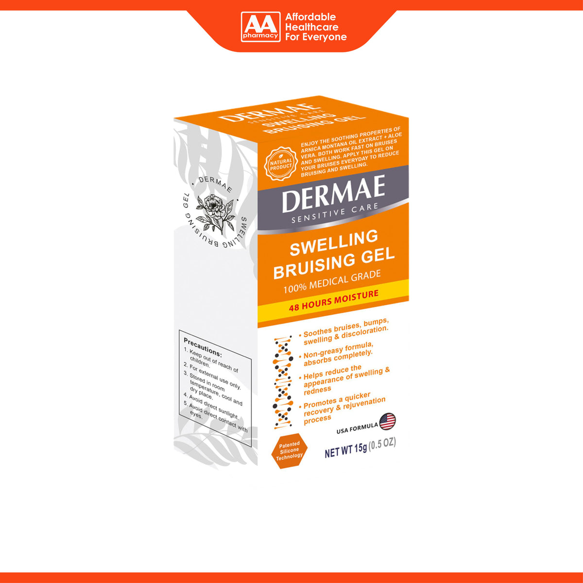 Dermae 100% Medical Grade Swelling Bruising Gel (15g)