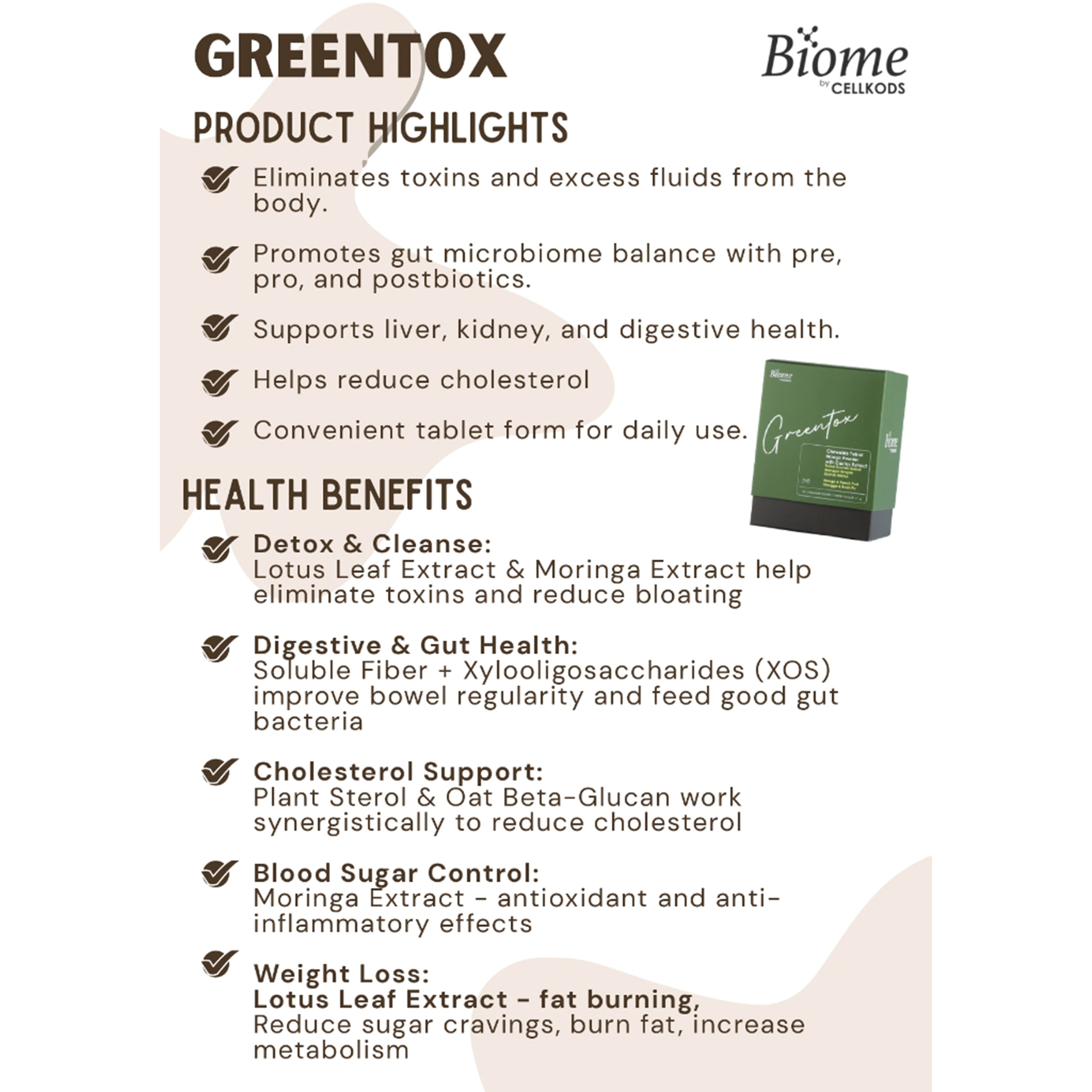 Biome Greentox (Mango Powder with Cactus Extract) Chewable Tablet 30's