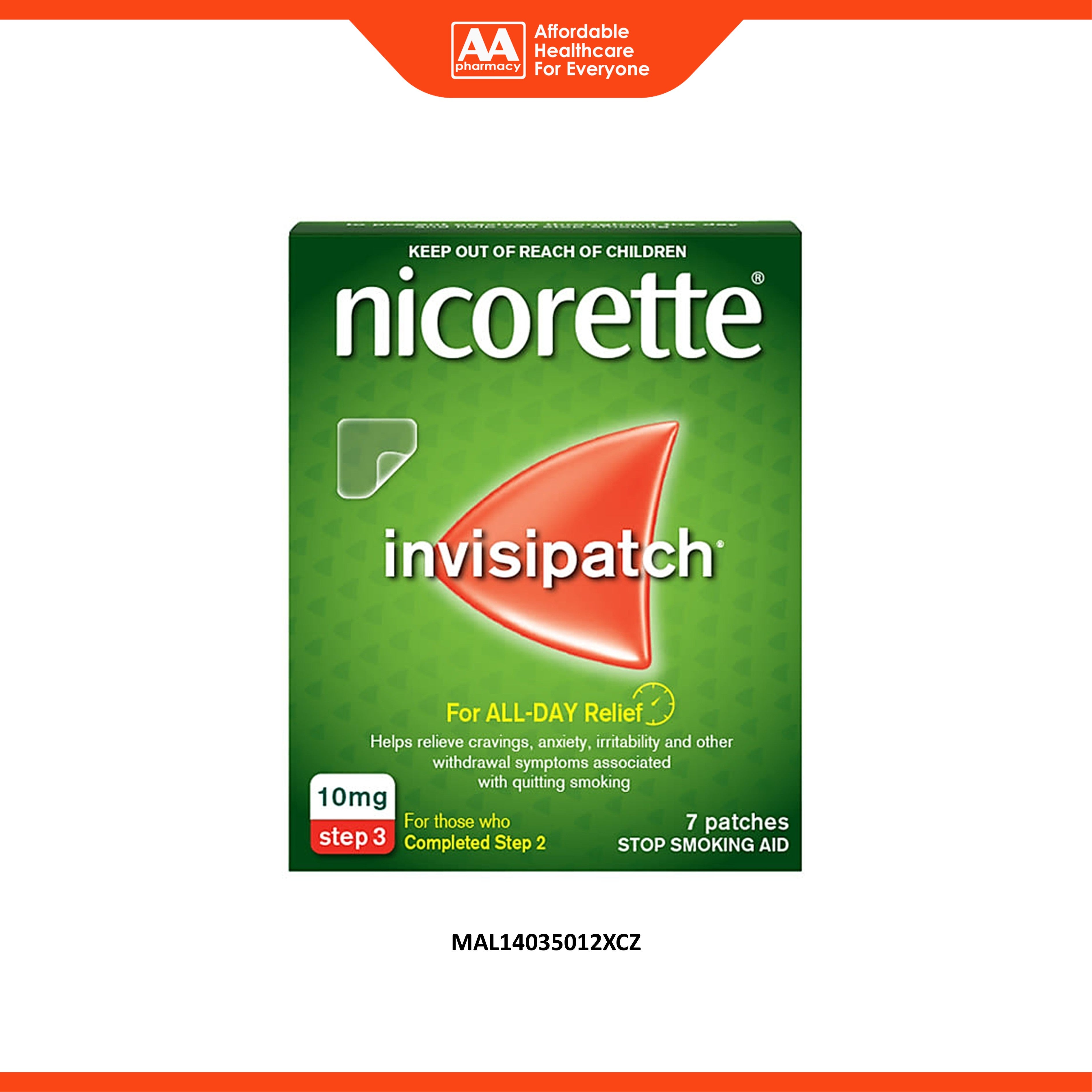 Nicorette Invisi Transdermal Patch - 10mg/16hr, Step 3 (7's)