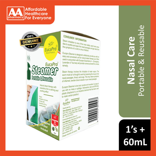 EucaPro Eucalyptus Oil 60mL + Inhaler Steam Casing 1's