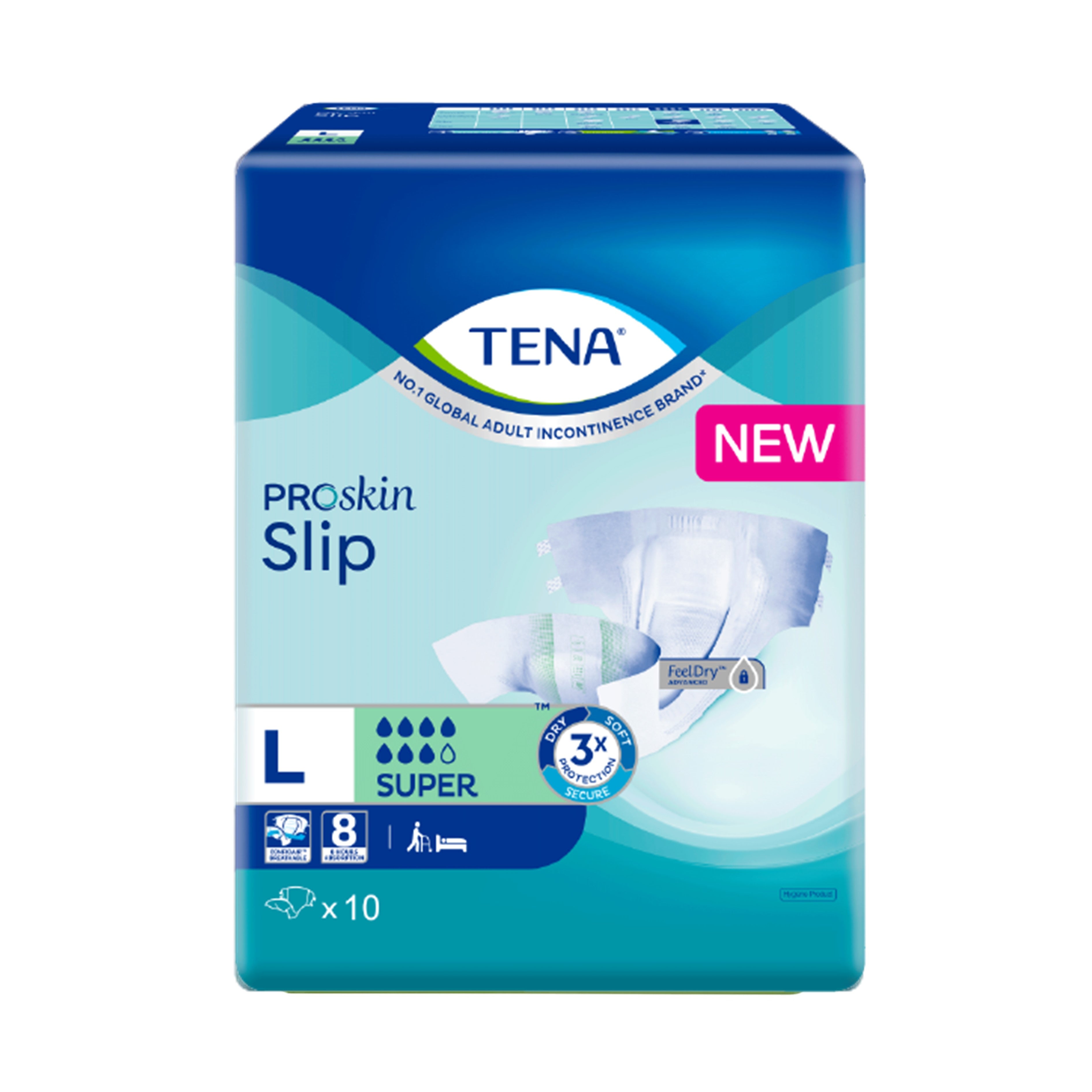 Tena PROskin Slip Super Adult Diapers Size L 10's (92-144cm / 36-58 inches)