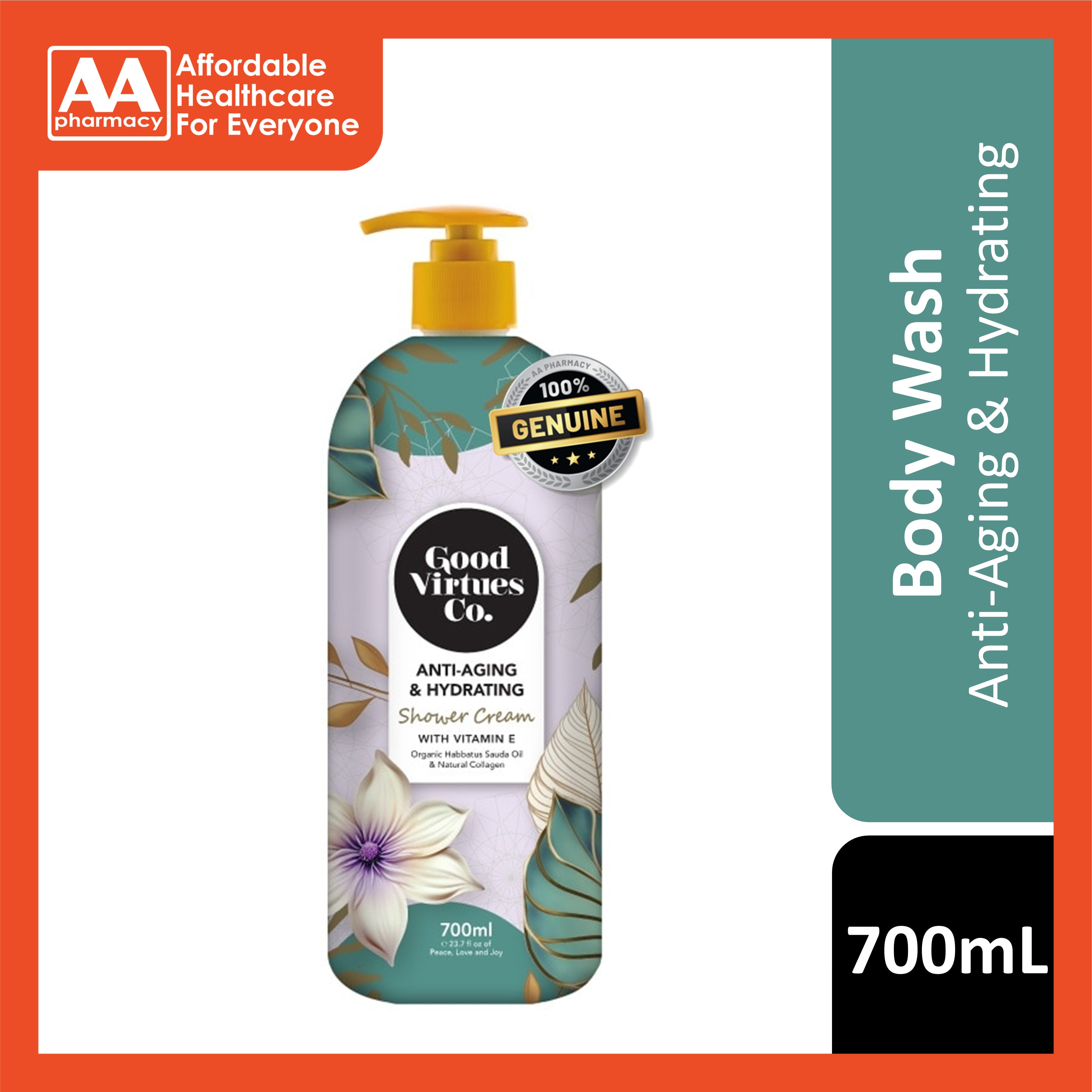 Good Virtues Co. Anti-Aging and Hydrating Shower Cream (With Vitamin E) 700mL