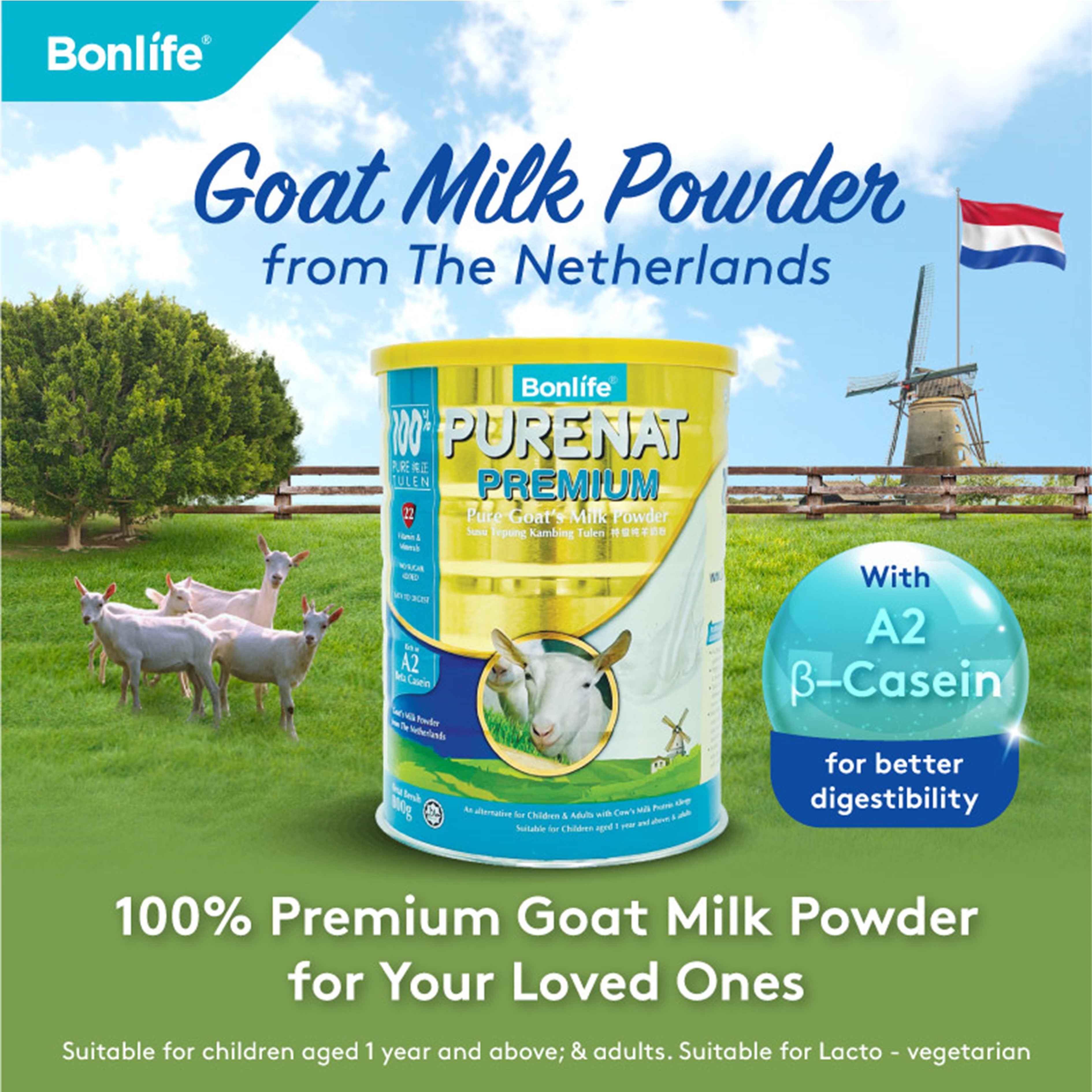 Bonlife Purenat Premium Pure Goat's Milk Powder 800g