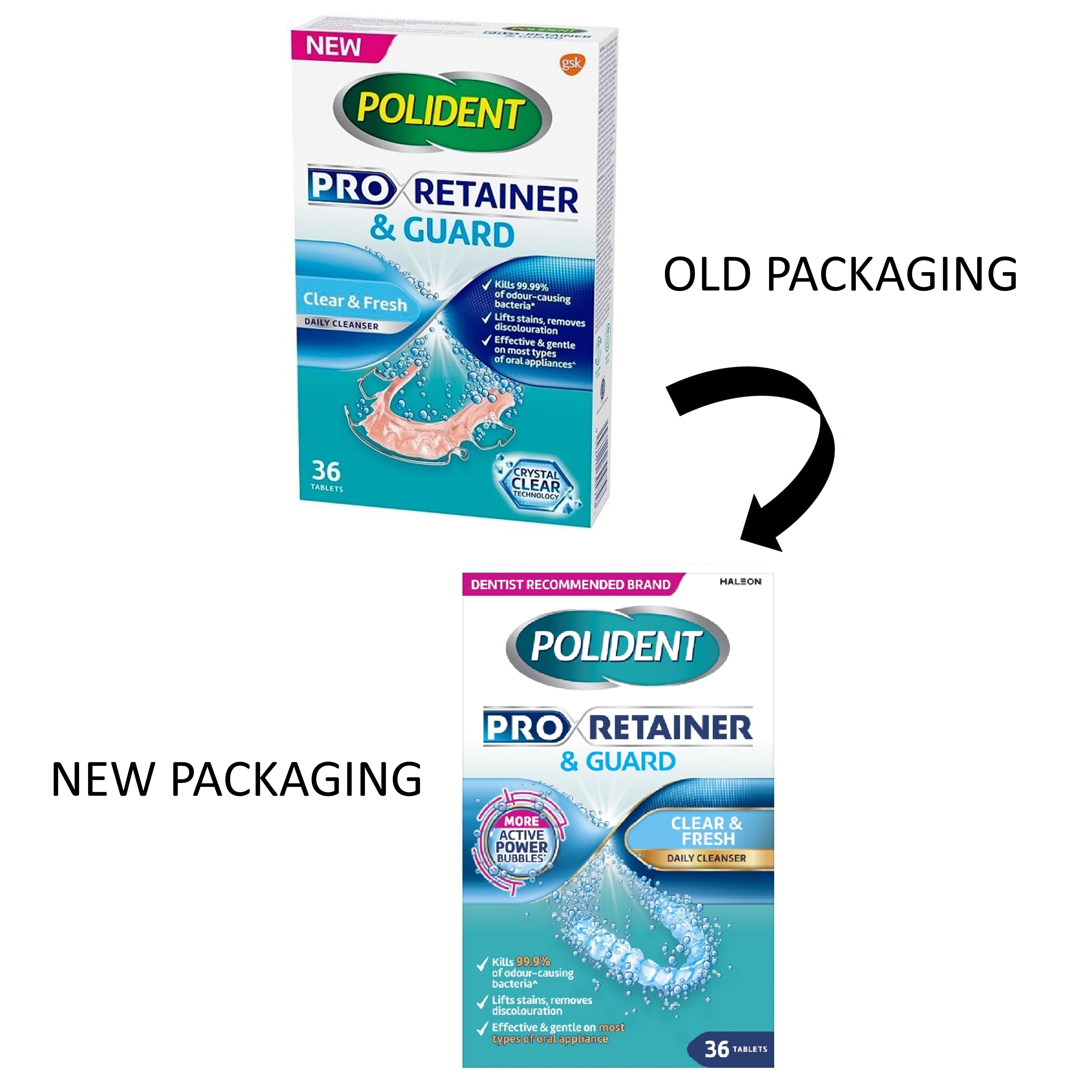 Polident Pro Retainer and Guard Clear and Fresh Daily Cleanser Tablet (36's)