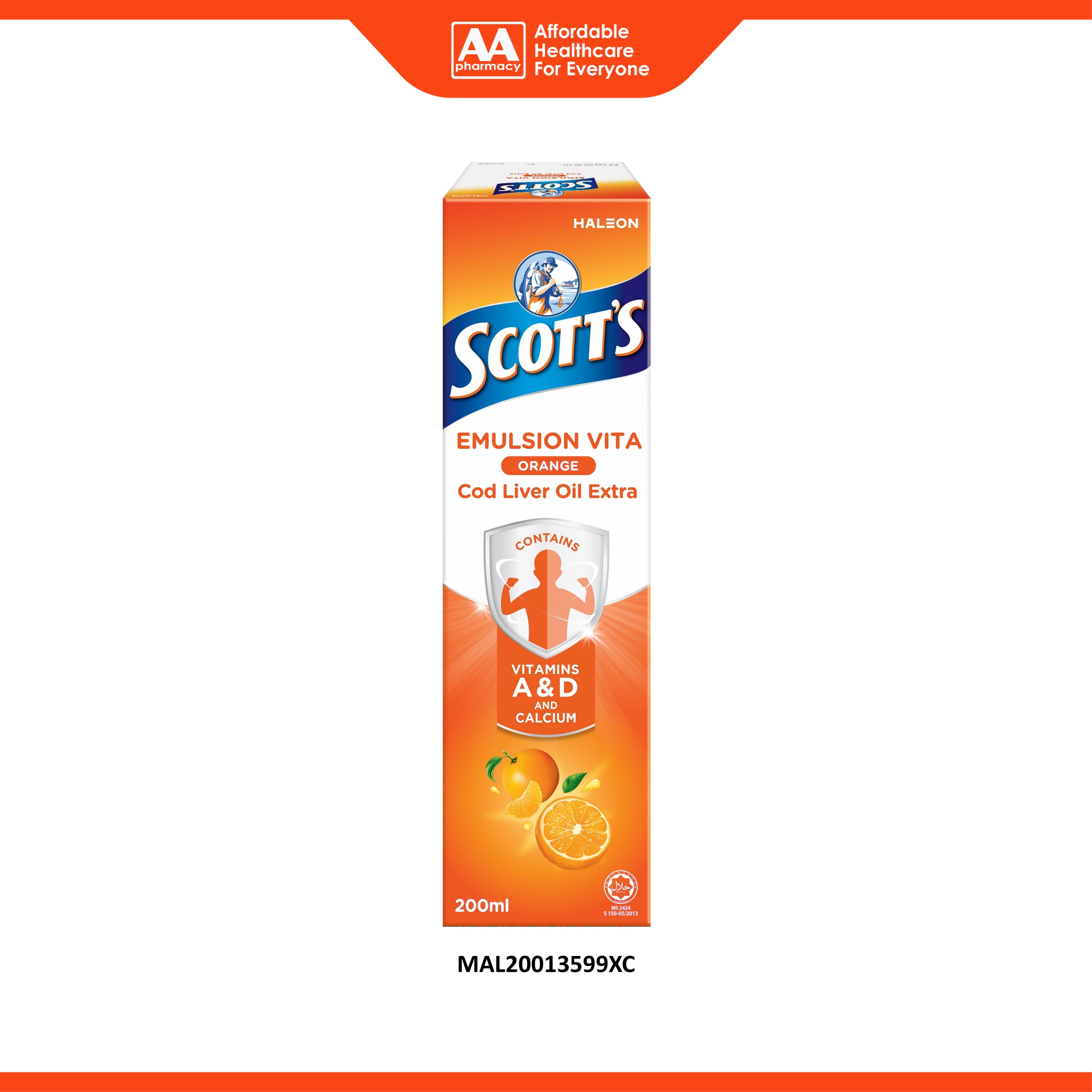 Scott's Cod Liver Oil Extra Emulsion Vita (Orange Flavour) 200mL