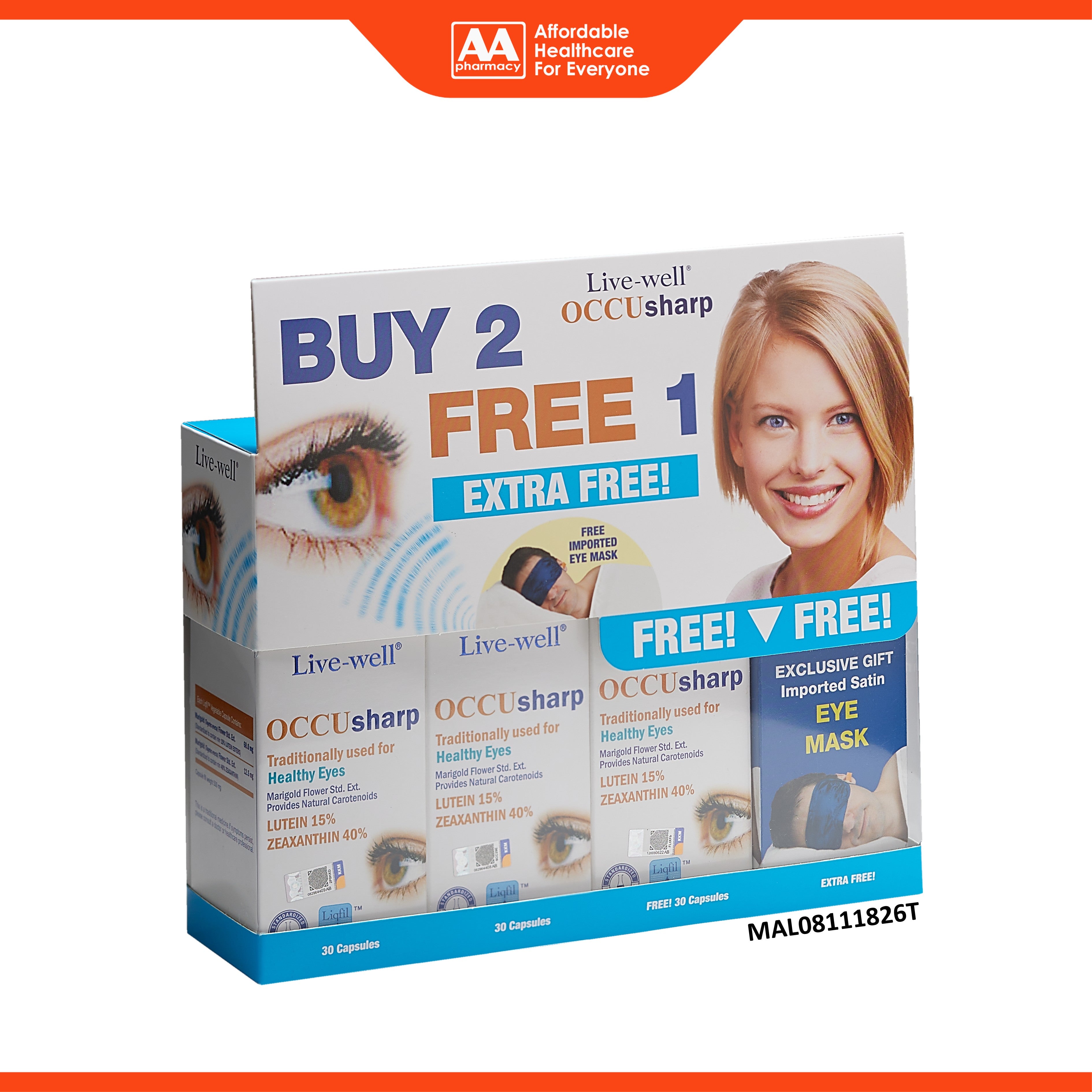 Live-Well OCCUsharp Capsule 3x30's FOC Satin Eye Mask 1's