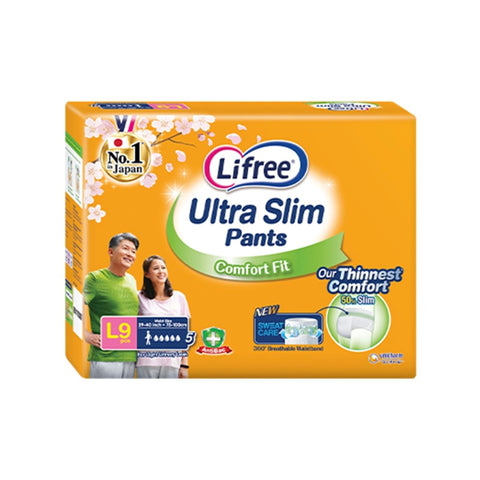 Lifree Ultra Slim Pants (Size L, Waist 29-40 inches or 75-100cm) 9's [Light Urinary Leak]