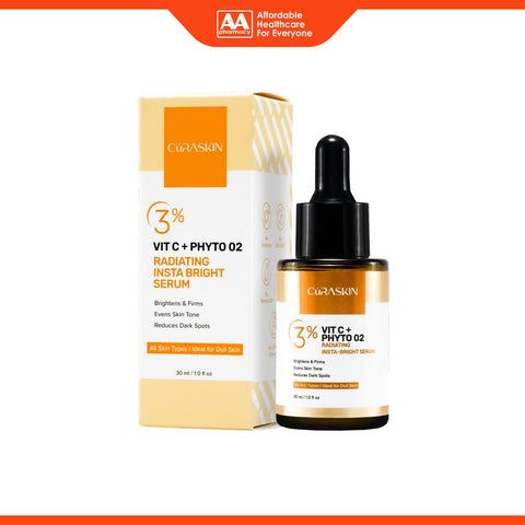 Curaskin 3% Vitamin C + Phyto O2 Radiating Insta Bright Serum 30mL