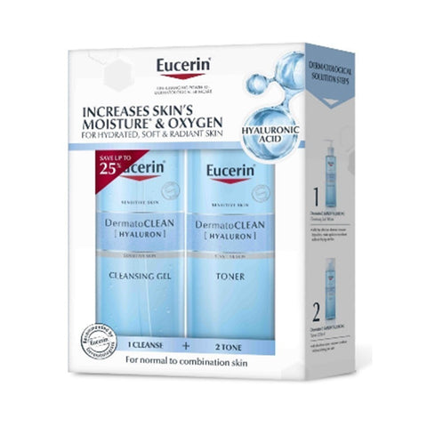 Eucerin DermatoCLEAN [HYALURON] Refreshing Cleansing Gel 200mL + Toner 200mL Set