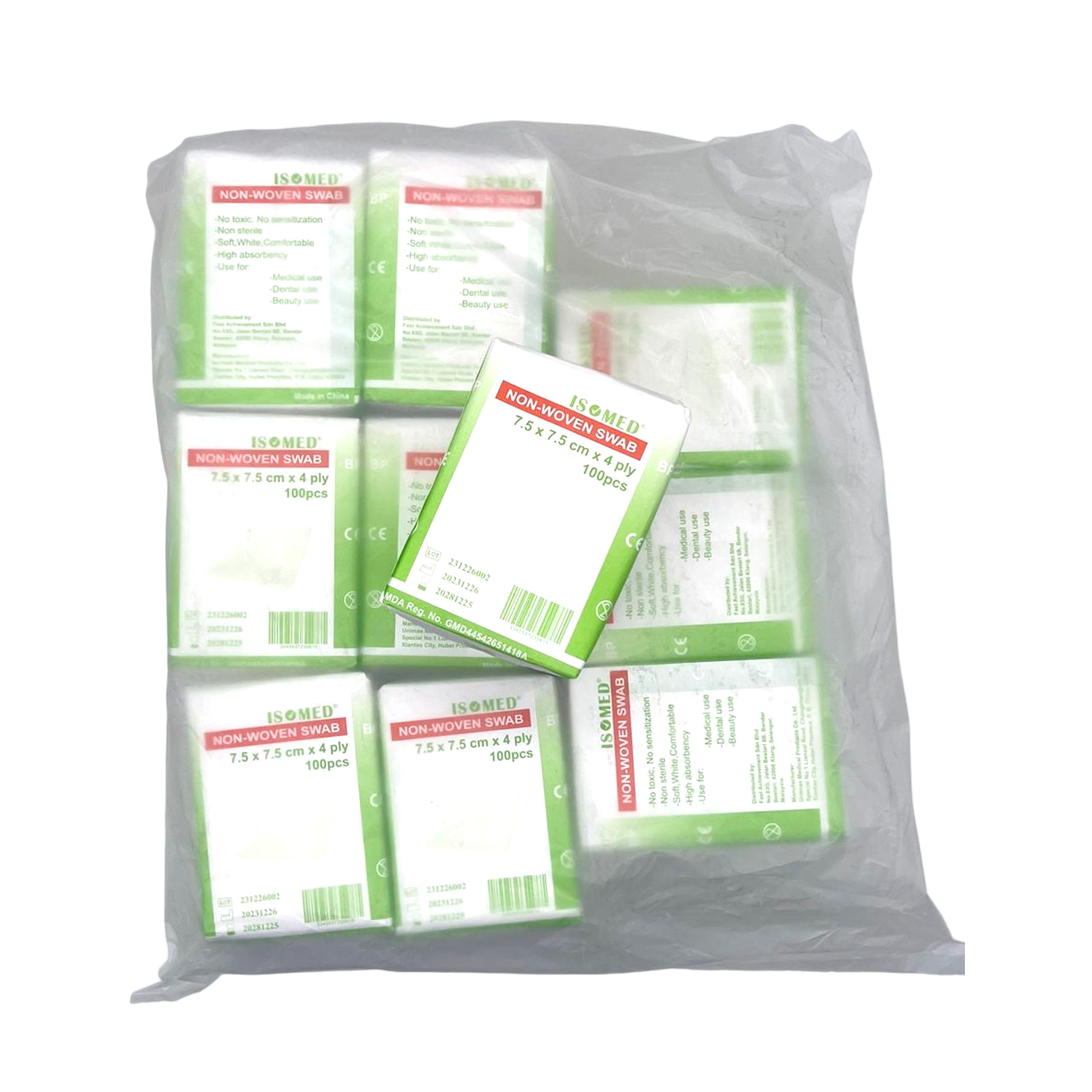 Non-woven Swab (7.5x7.5cmx4ply) - 10x100's