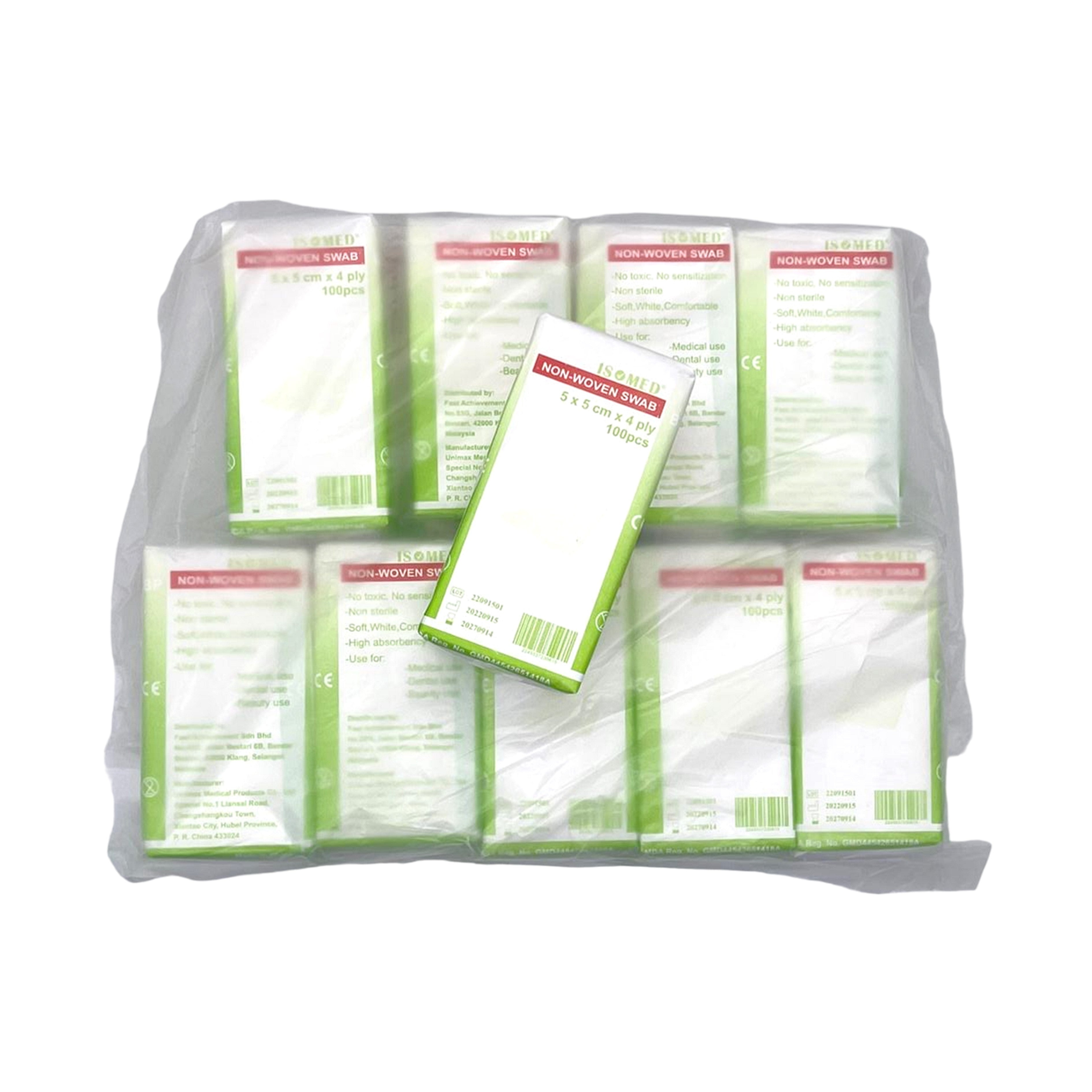 Non-woven Swab (5cmx5cmx4ply) - 10x100's