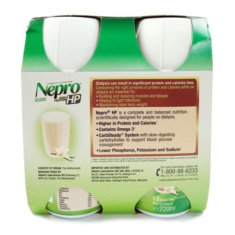 Abbott Nepro HP Complete Nutrition For Dialysis Patient (220mL X 4's)