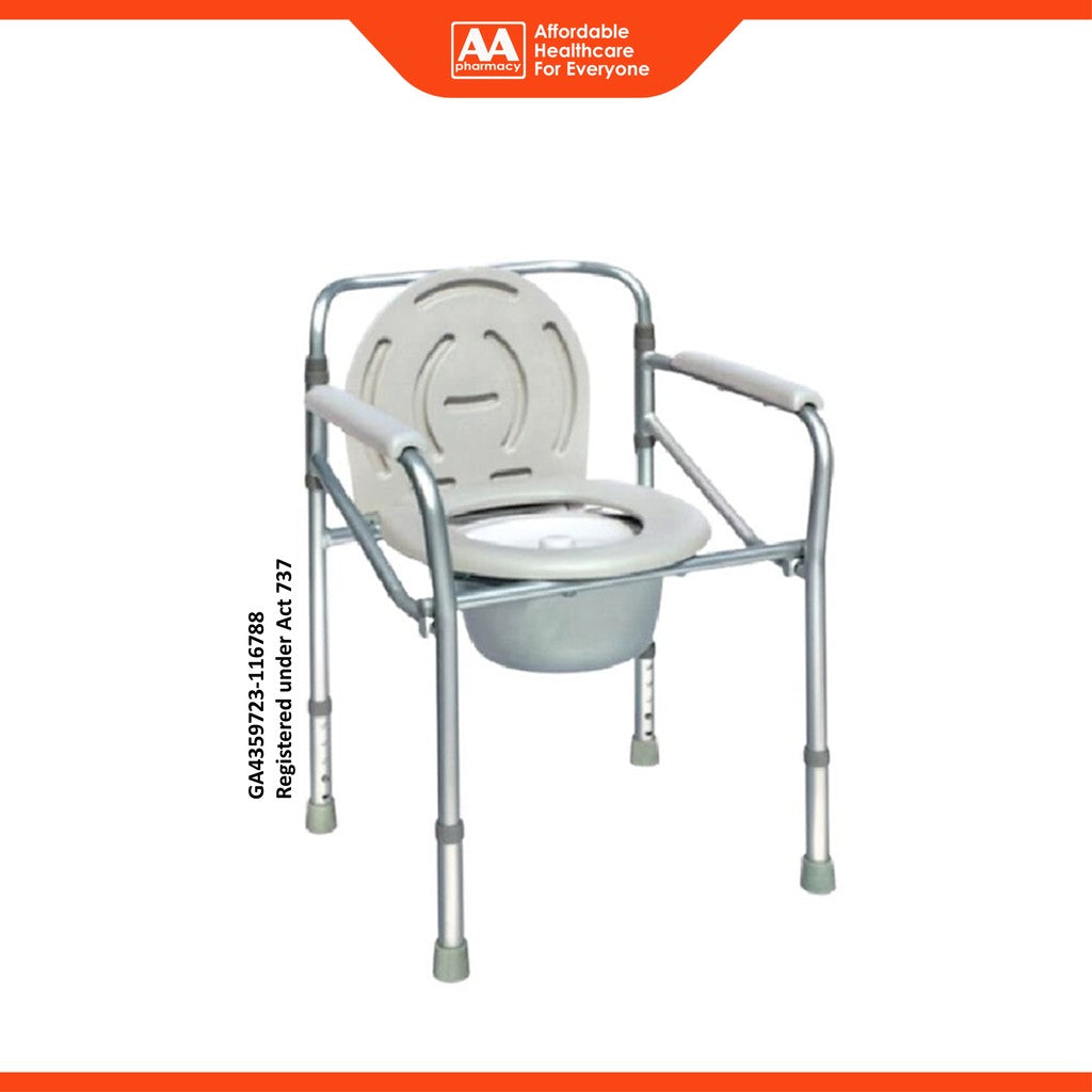 Movease Height Adjustable Foldable Aluminium Commode Chair Toilet Aid - Without Wheels